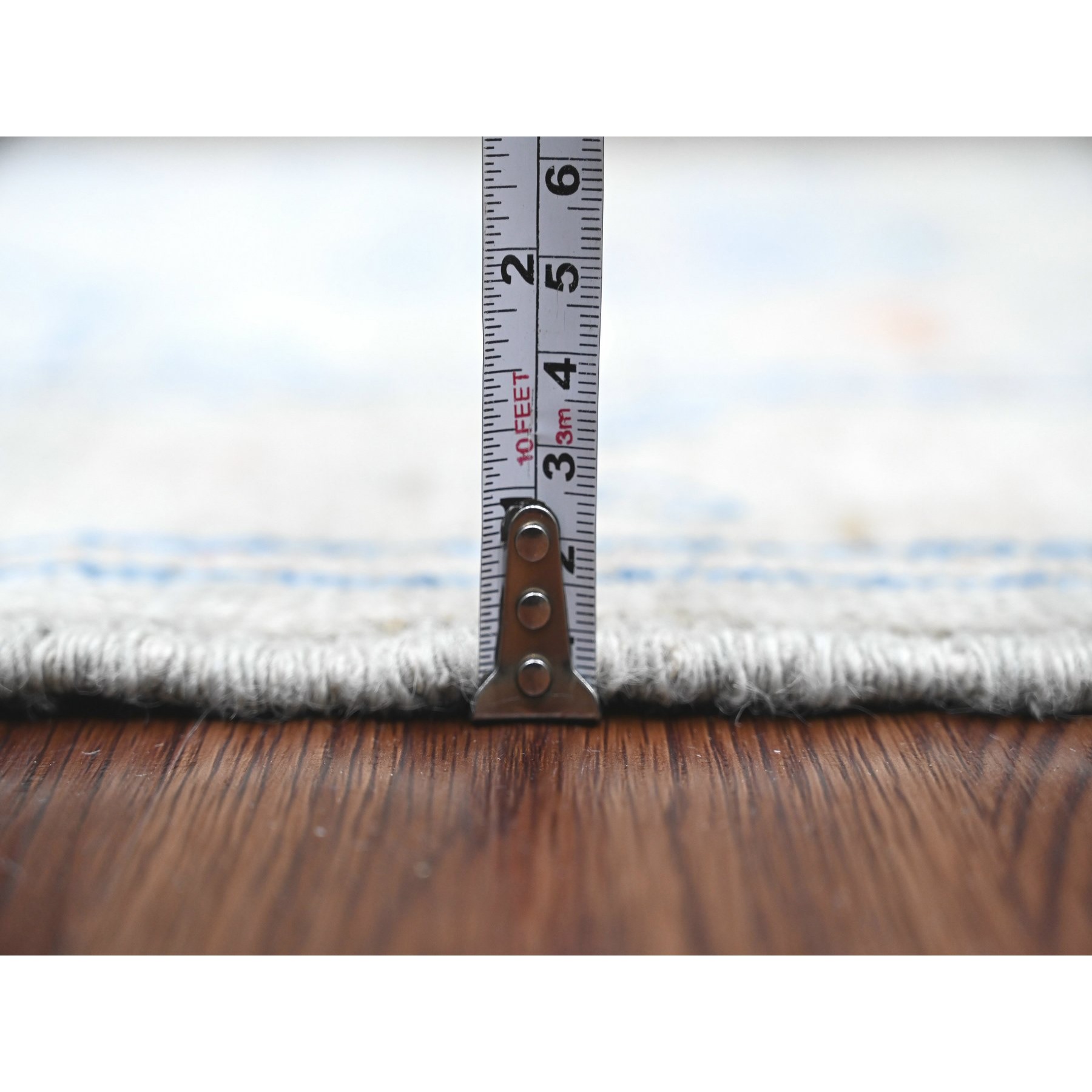 2'9"x9'2" Misty Gray, Hand Knotted, Afghan Angora Oushak with All Over Pattern, Veggie Dyes, 100% Wool, Runner, Oriental Rug Sh20663
