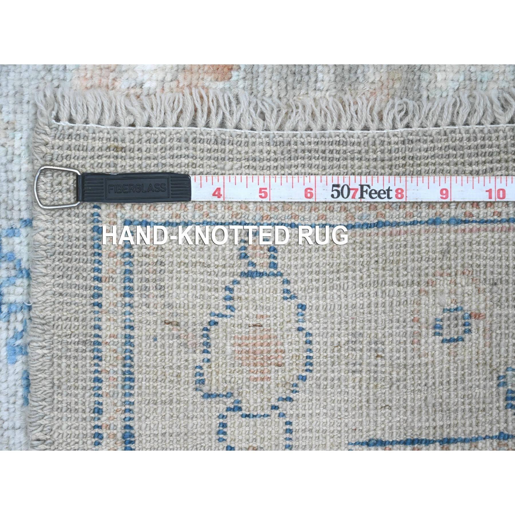 2'9"x9'2" Misty Gray, Hand Knotted, Afghan Angora Oushak with All Over Pattern, Veggie Dyes, 100% Wool, Runner, Oriental Rug Sh20663