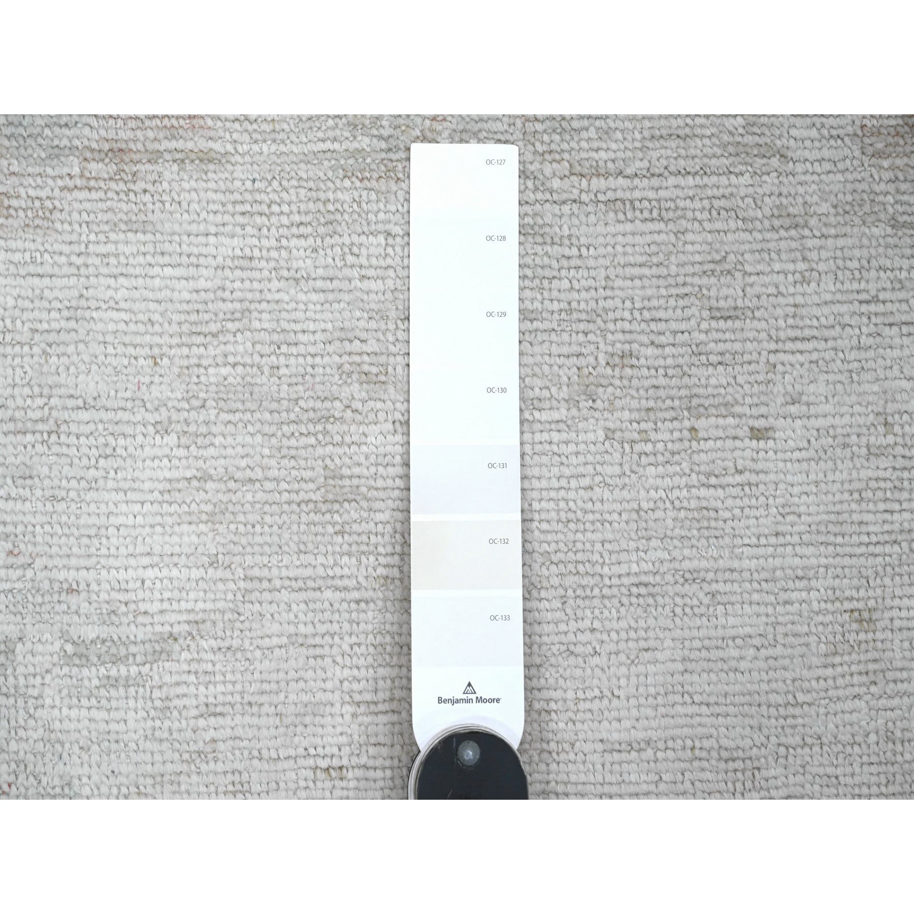 2'10"x9'7" Daisy White, Afghan Angora Oushak with All Over Pattern, Hand Knotted, Natural Dyes, 100% Wool, Runner, Oriental Rug Sh20665