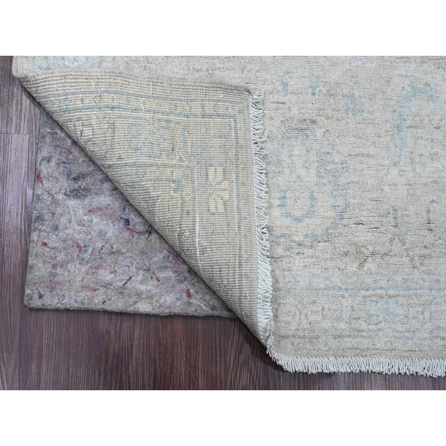 2'10"x11'7" Pastel Gray, Washed Out Peshawar with Ziegler Mahal Design, Hand Knotted, High Mountain Wool, Densely Woven, Runner, Oriental Rug Sh20673