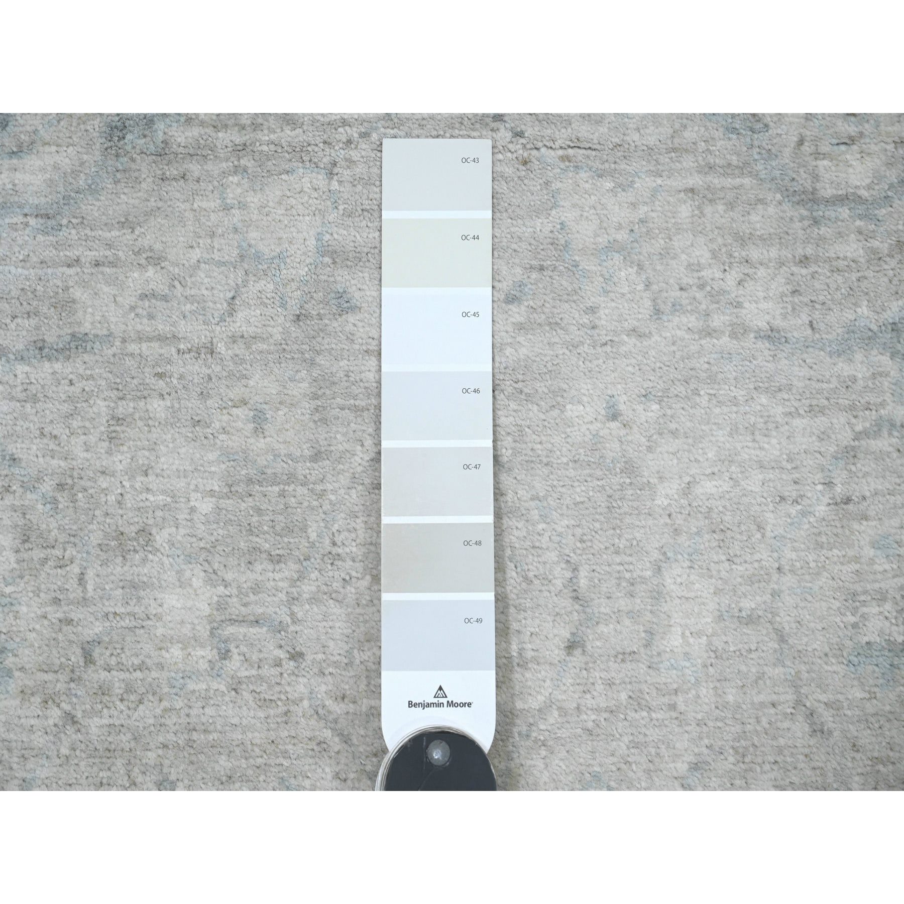 2'10"x11'7" Pastel Gray, Washed Out Peshawar with Ziegler Mahal Design, Hand Knotted, High Mountain Wool, Densely Woven, Runner, Oriental Rug Sh20673