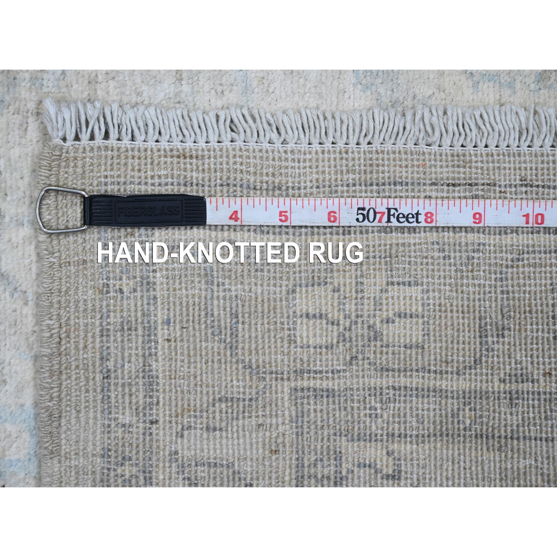 2'10"x11'7" Pastel Gray, Washed Out Peshawar with Ziegler Mahal Design, Hand Knotted, High Mountain Wool, Densely Woven, Runner, Oriental Rug Sh20673
