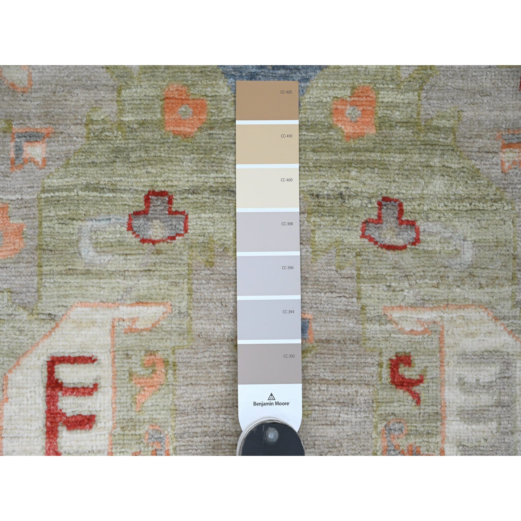 2'6"x6' Dark Vanilla Brown and Green, Aryana Collection, Heriz with Dragon Design, Vegetable Dyes, High Mountain Wool, Hand Knotted, Runner, Oriental Rug Sh20675
