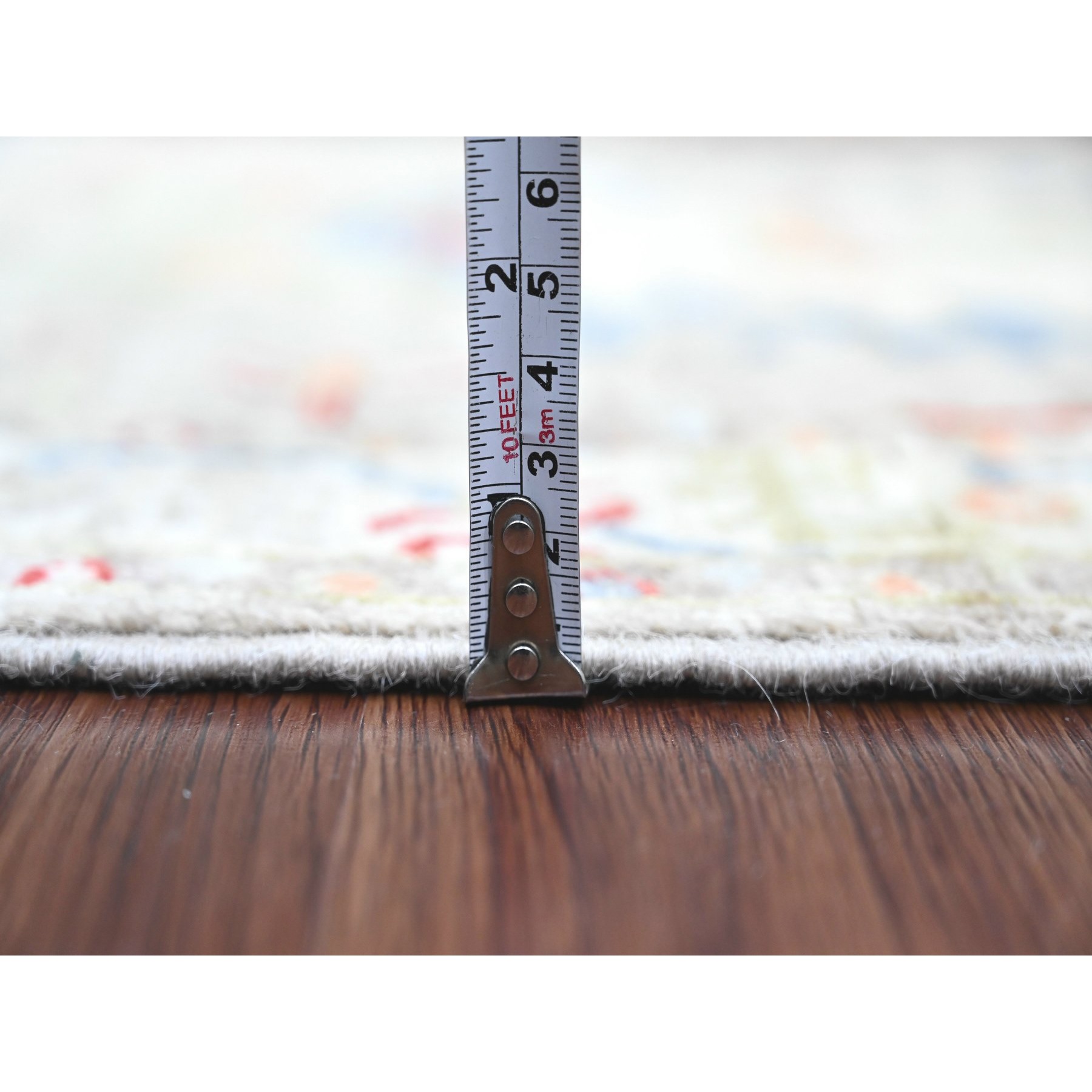 2'6"x6' Dark Vanilla Brown and Green, Aryana Collection, Heriz with Dragon Design, Vegetable Dyes, High Mountain Wool, Hand Knotted, Runner, Oriental Rug Sh20675