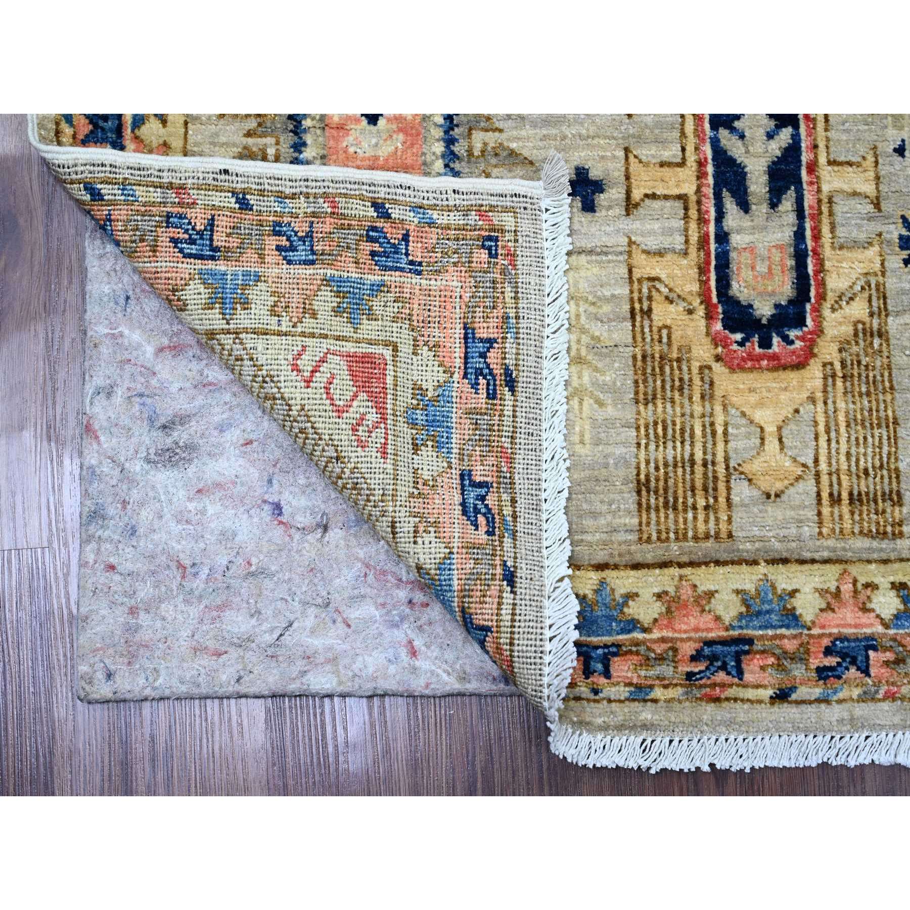 2'6"x5'9" Medium Gray, Aryana Grade, All Over Caucasian Gul Motifs, Vegetable Dyes, High Mountain Wool, Hand Knotted, Runner, Oriental Rug Sh20676