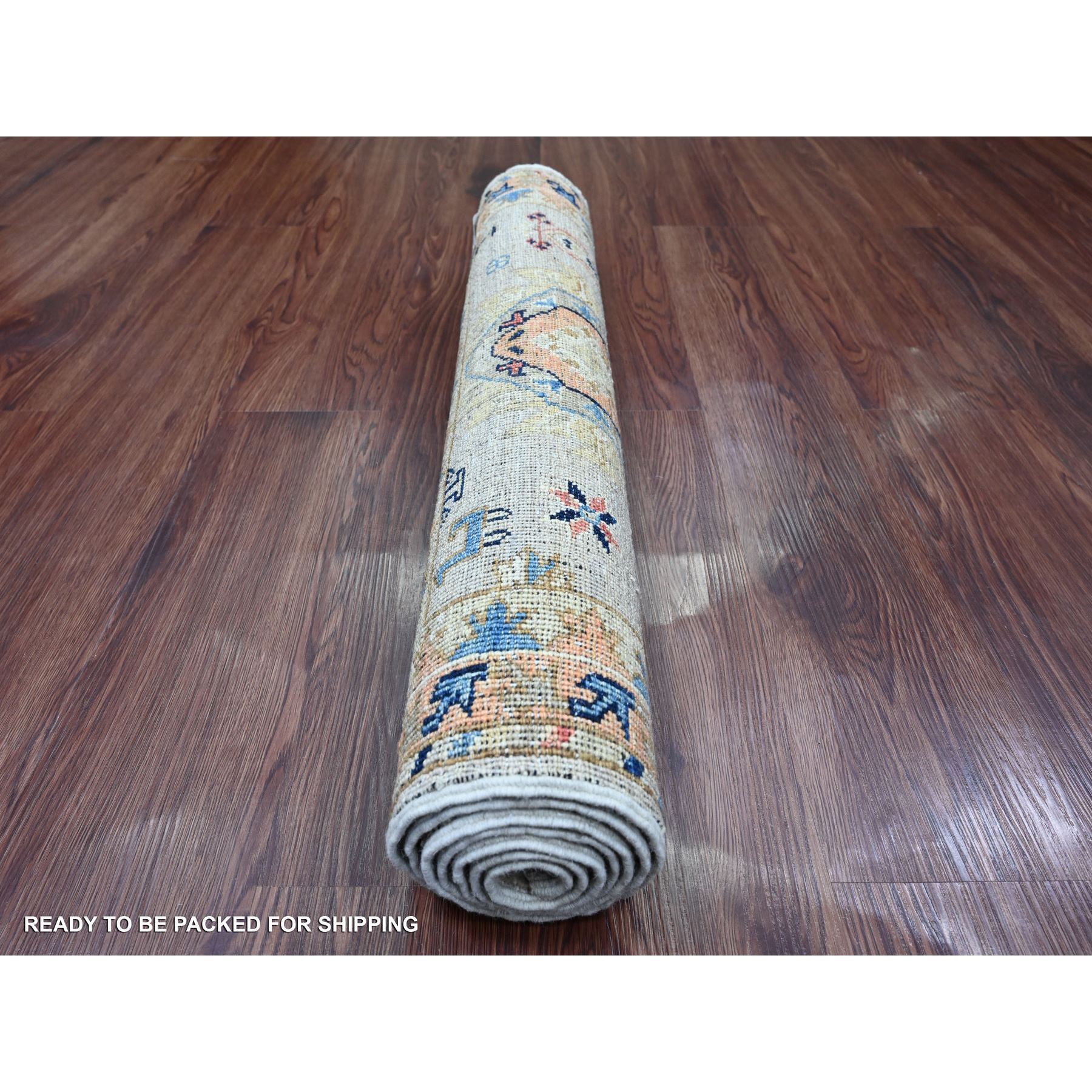 2'6"x5'9" Medium Gray, Aryana Grade, All Over Caucasian Gul Motifs, Vegetable Dyes, High Mountain Wool, Hand Knotted, Runner, Oriental Rug Sh20676