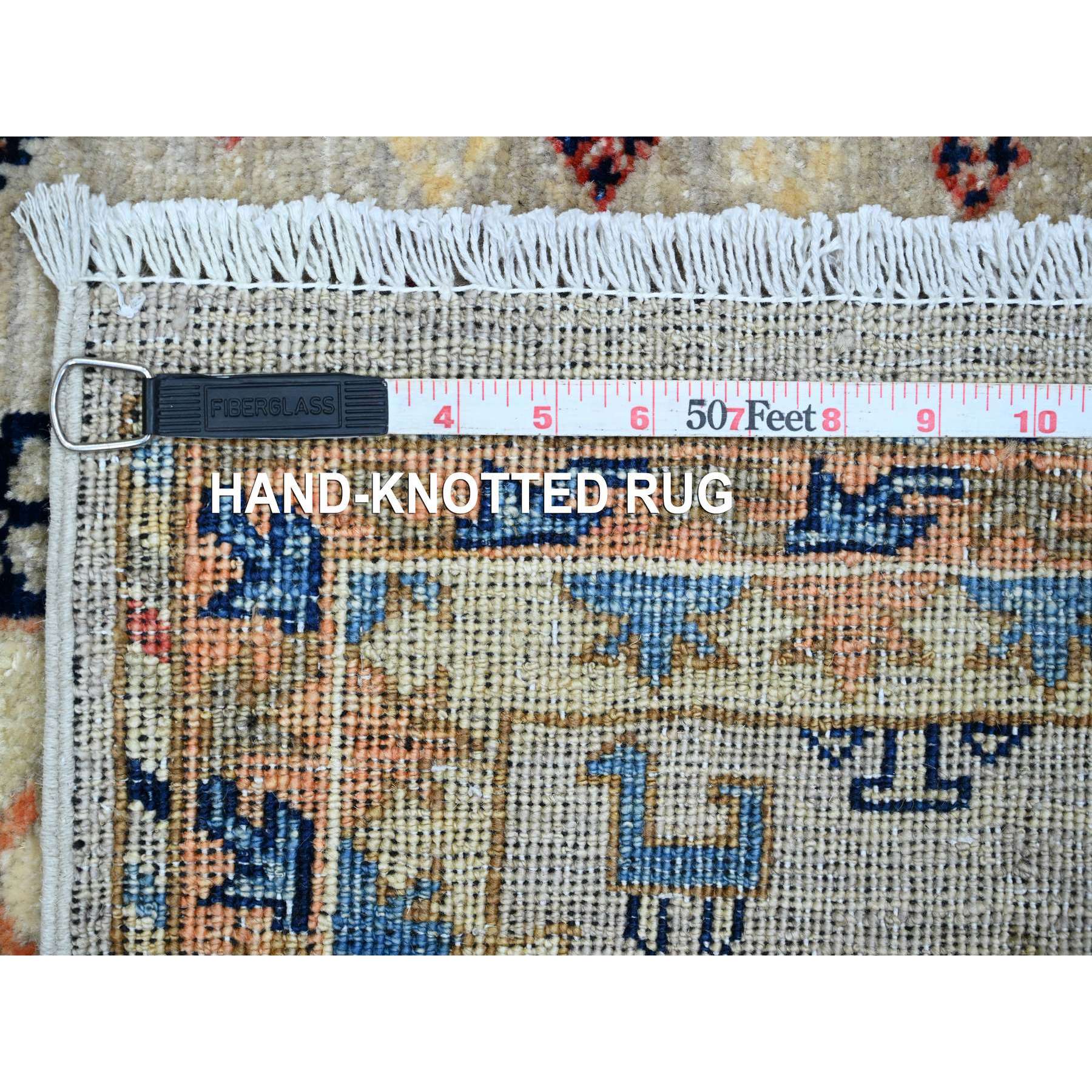 2'6"x5'9" Medium Gray, Aryana Grade, All Over Caucasian Gul Motifs, Vegetable Dyes, High Mountain Wool, Hand Knotted, Runner, Oriental Rug Sh20676