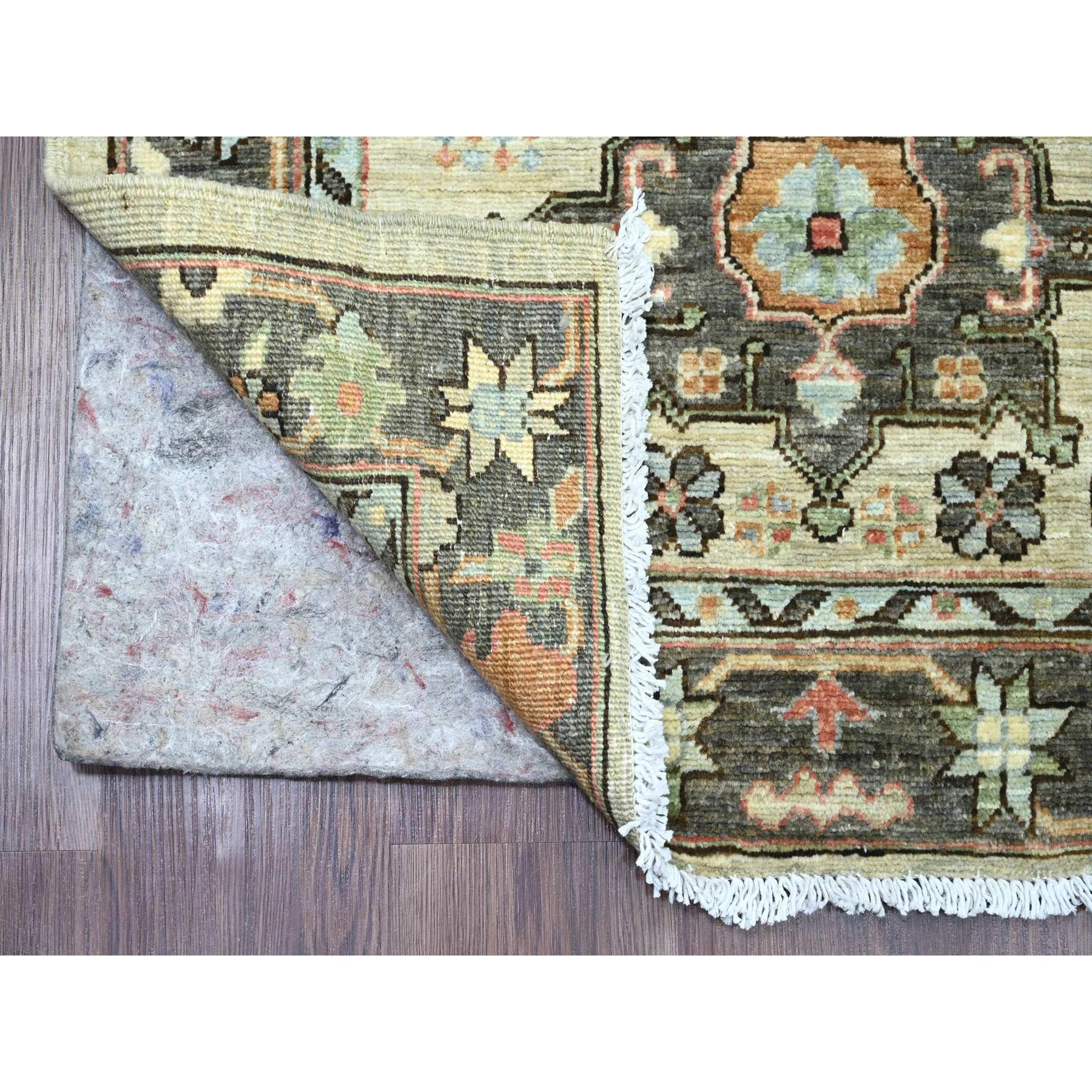 2'9"x12' Misty Gray, Peshawar with Karajeh Design, Vegetable Dyes, High Mountain Wool, Hand Knotted, Runner, Oriental Rug Sh20677