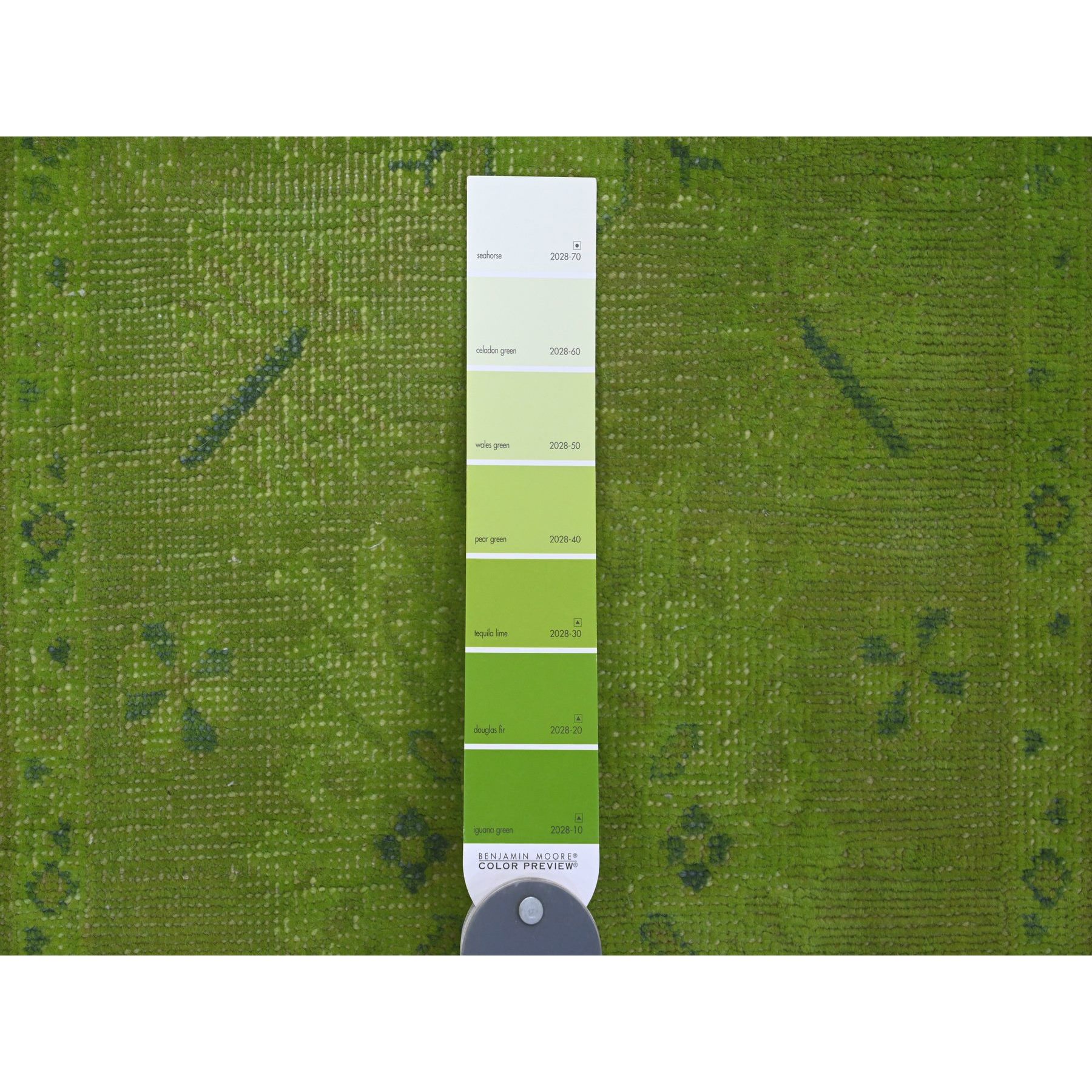 2'1"x5'9" Fern Green, Overdyed Kazak with Tribal Medallions Design, Hand Knotted, 100% Wool, Runner, Oriental Rug Sh20678