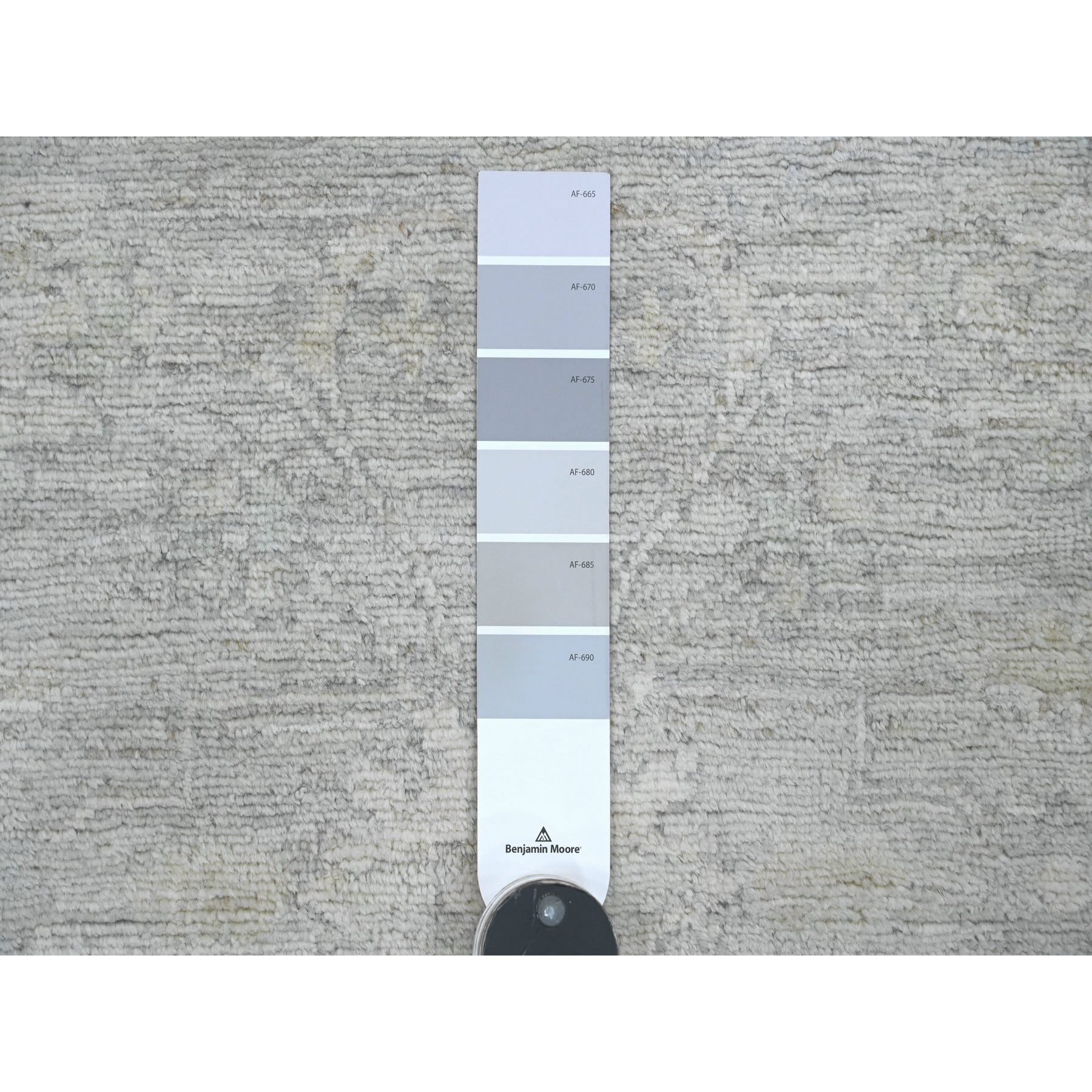 2'7"x11'9" Spanish Gray, Washed Out Peshawar with All Over Leaf Design, 100% Wool, Hand Knotted, Natural Dyes, Runner, Oriental Rug Sh20683