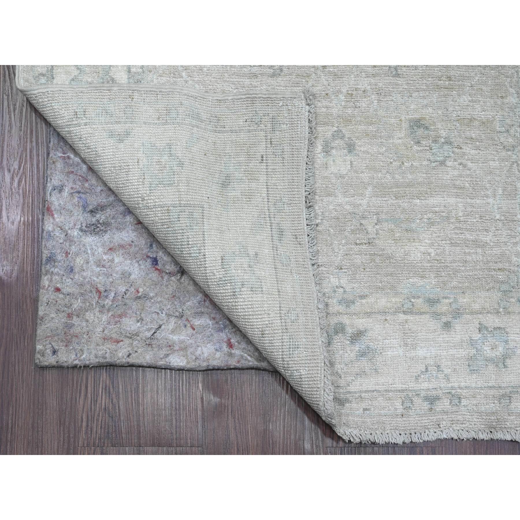 2'8"x14'2" Dark Vanilla Brown, Washed Out Peshawar with All Over Leaf Design, Veggie Dyes, Pure Wool, Hand Knotted, XL Runner, Oriental Rug Sh20689