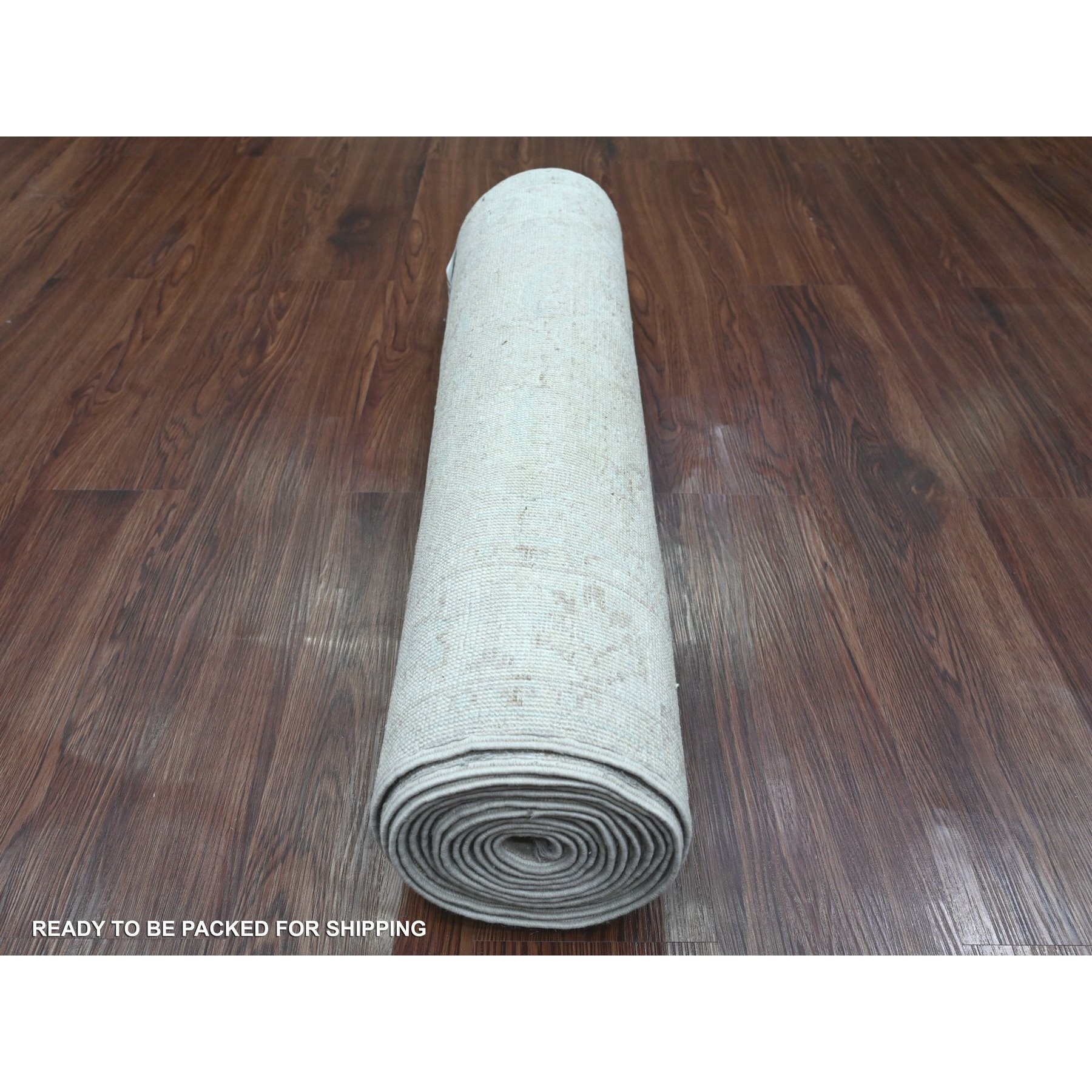 2'8"x14'2" Dark Vanilla Brown, Washed Out Peshawar with All Over Leaf Design, Veggie Dyes, Pure Wool, Hand Knotted, XL Runner, Oriental Rug Sh20689