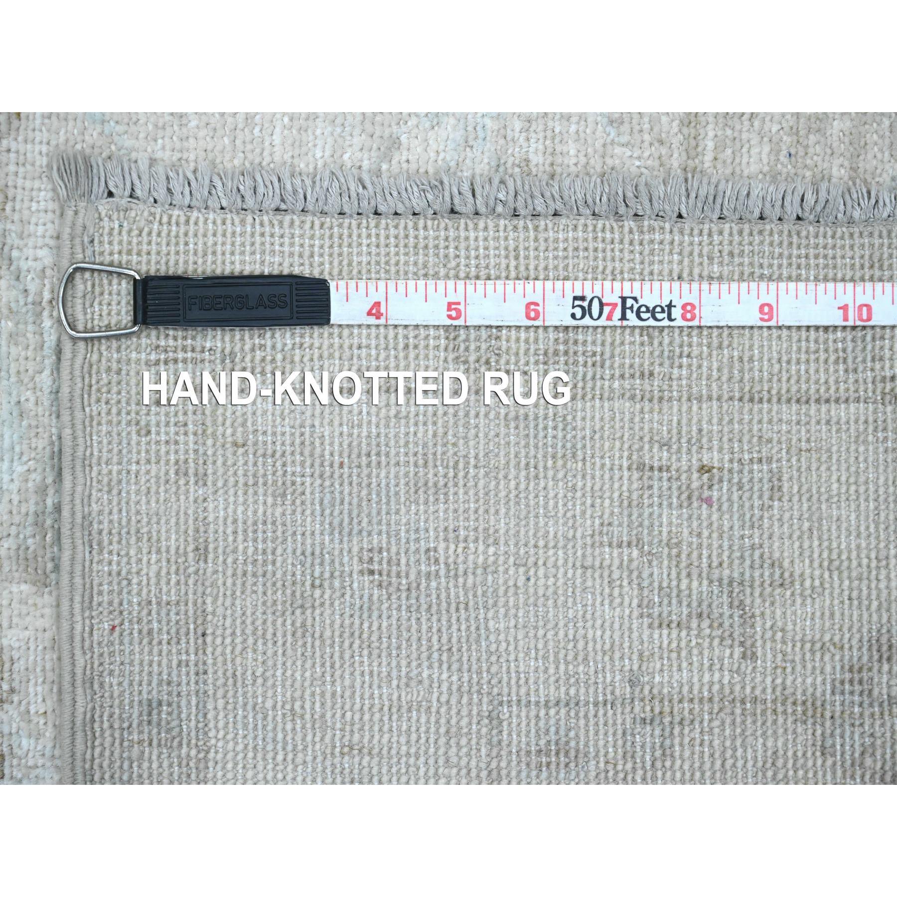 2'8"x14'2" Dark Vanilla Brown, Washed Out Peshawar with All Over Leaf Design, Veggie Dyes, Pure Wool, Hand Knotted, XL Runner, Oriental Rug Sh20689