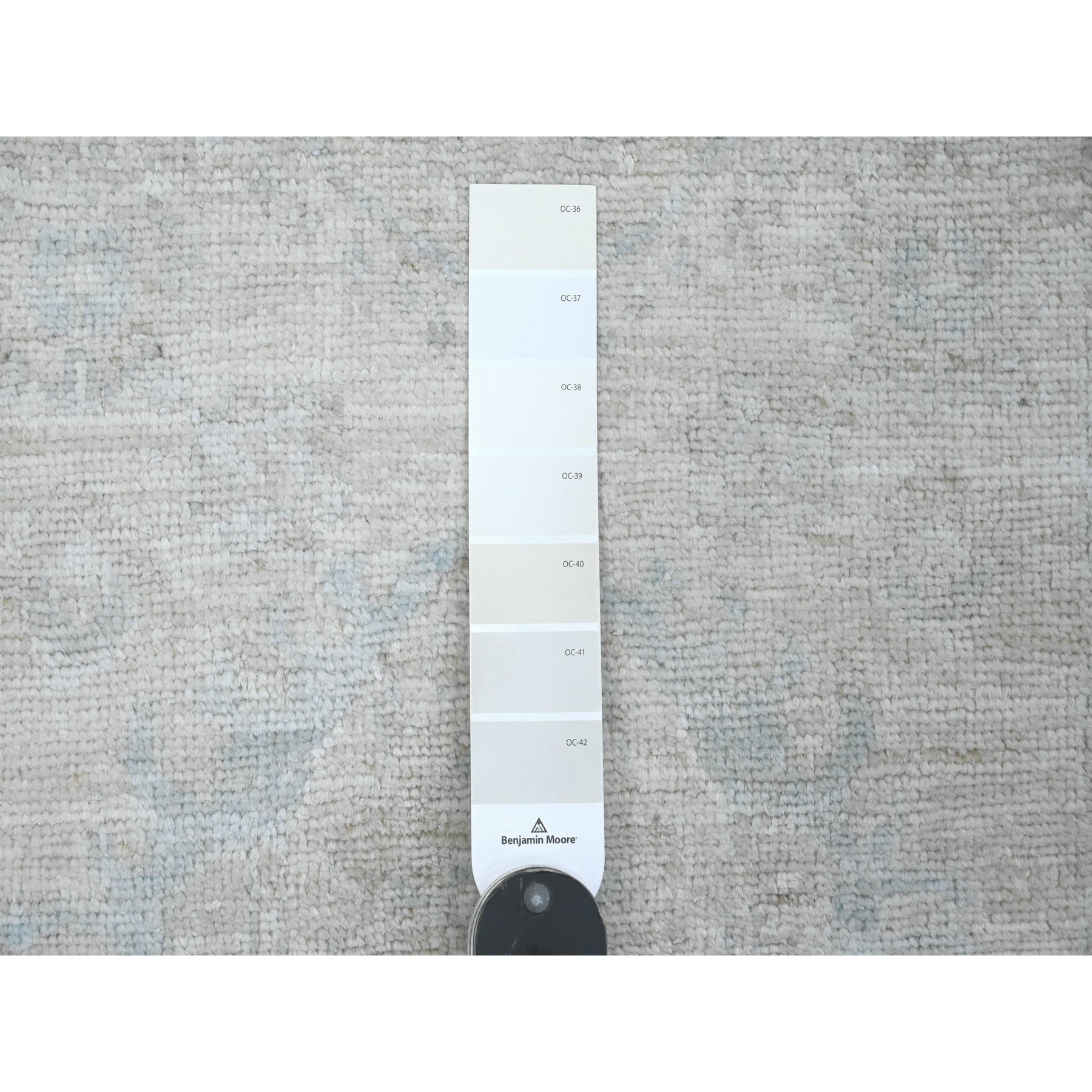 2'7"x18'9" Chiffon White, Hand Knotted, Washed Out Peshawar with Geometric Leaf Design, Natural Dyes, 100% Wool, XL Runner, Oriental Rug Sh20690