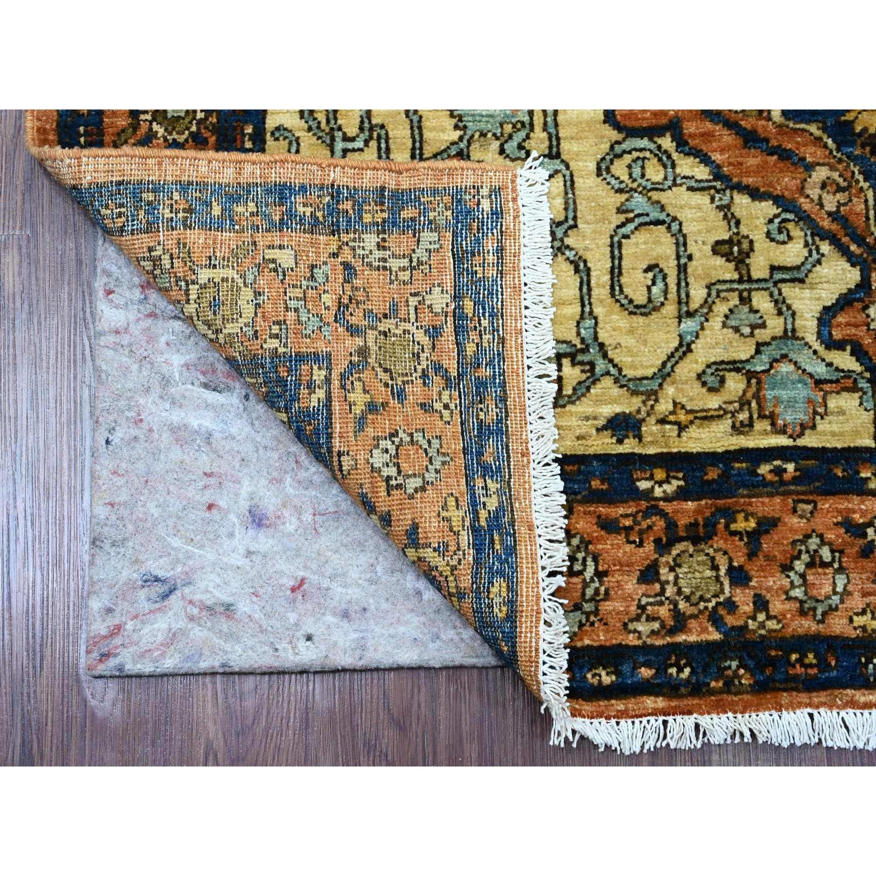 4'2"x6' Marmalade Orange, Peshawar with Fereghan Sarouk Design, Aryana Grade, Vegetable Dyes, High Mountain Wool, Hand Knotted, Oriental Rug Sh20695
