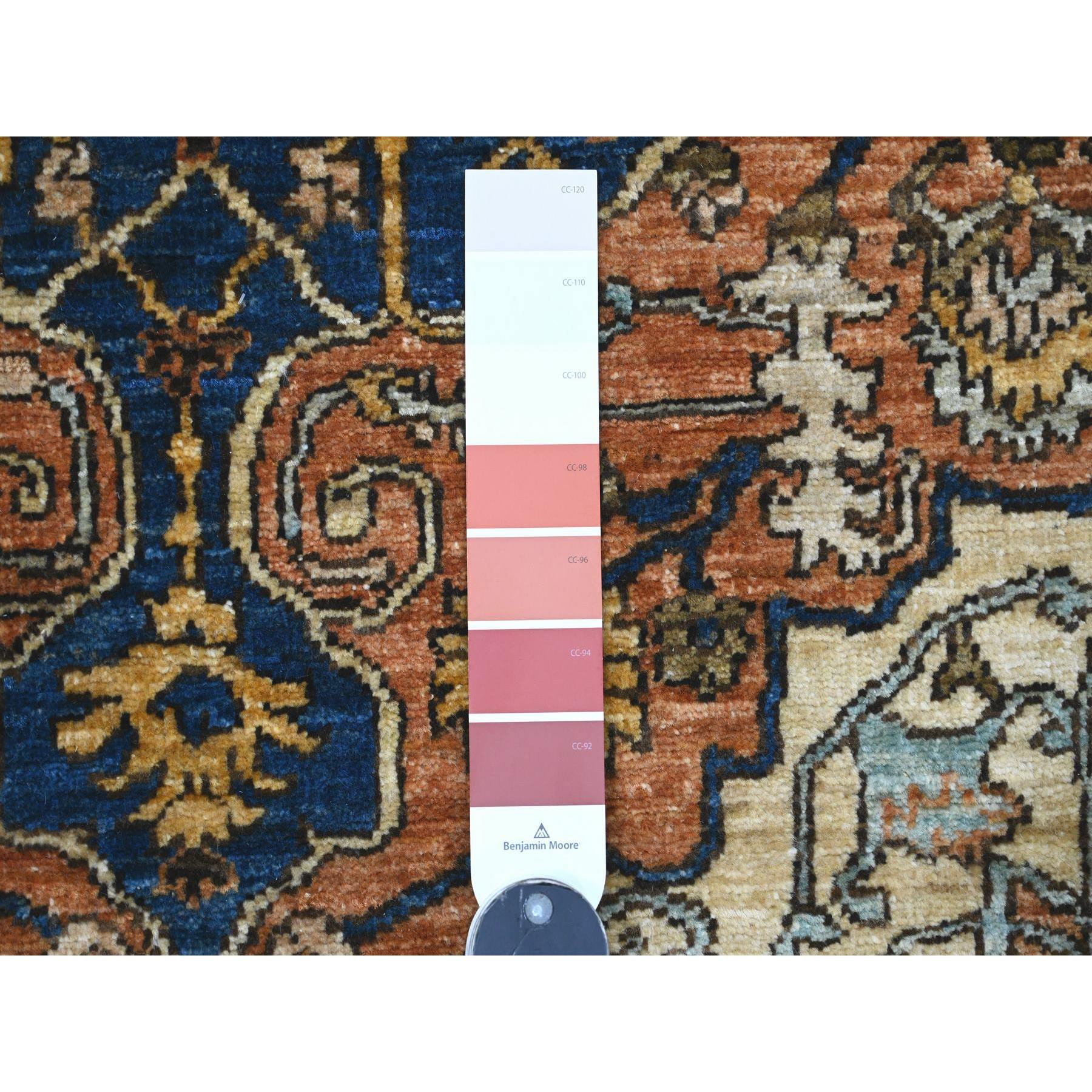 4'2"x6' Marmalade Orange, Peshawar with Fereghan Sarouk Design, Aryana Grade, Vegetable Dyes, High Mountain Wool, Hand Knotted, Oriental Rug Sh20695