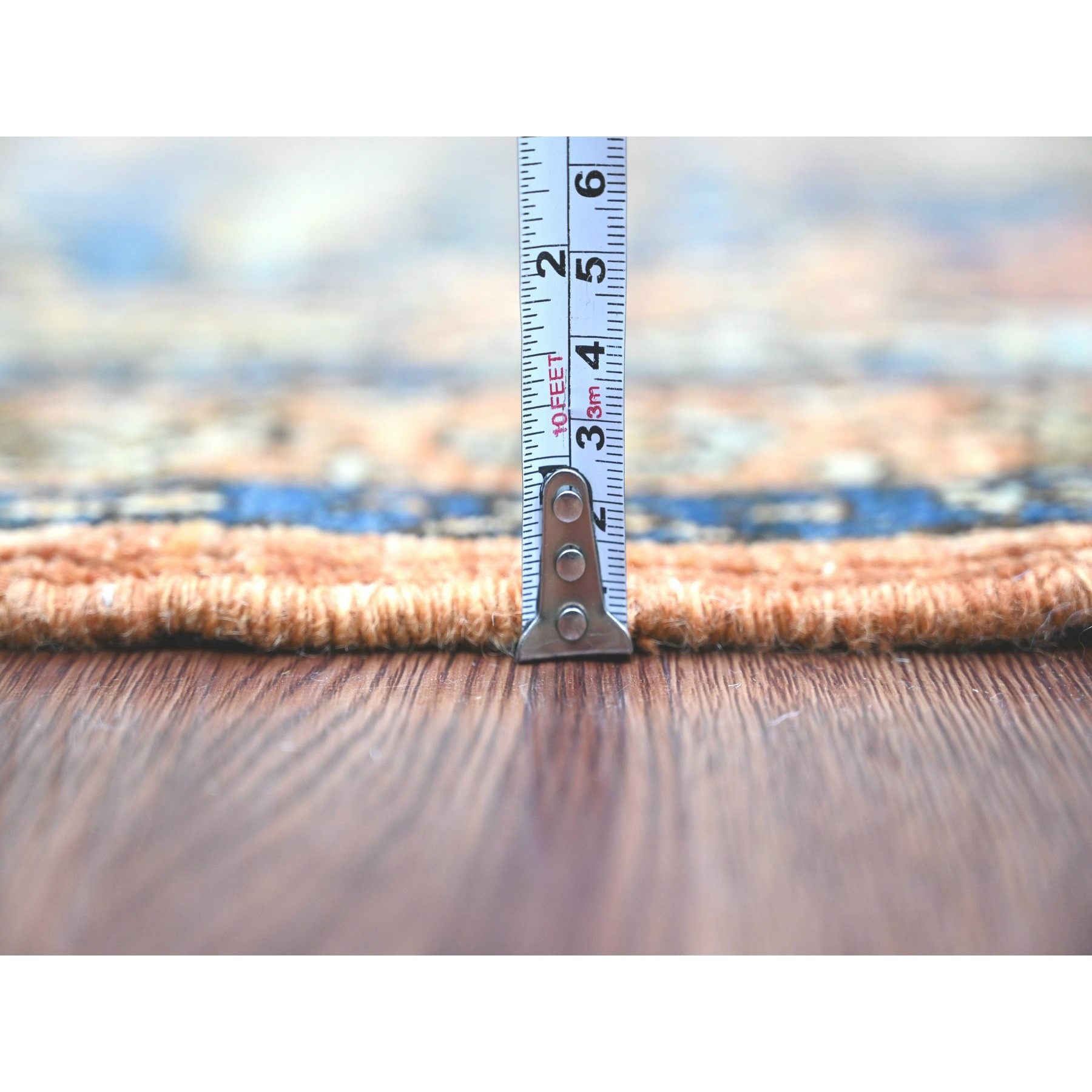4'2"x6' Marmalade Orange, Peshawar with Fereghan Sarouk Design, Aryana Grade, Vegetable Dyes, High Mountain Wool, Hand Knotted, Oriental Rug Sh20695