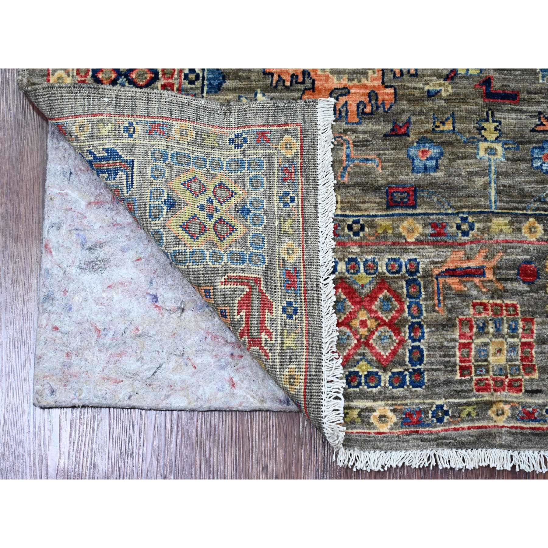 4'x6' Nickel Gray, Aryana Collection, Peshawar with Ziegler Mahal All Over Design, Hand Knotted, High Mountain Wool, Vegetable Dyes, Oriental Rug Sh20696