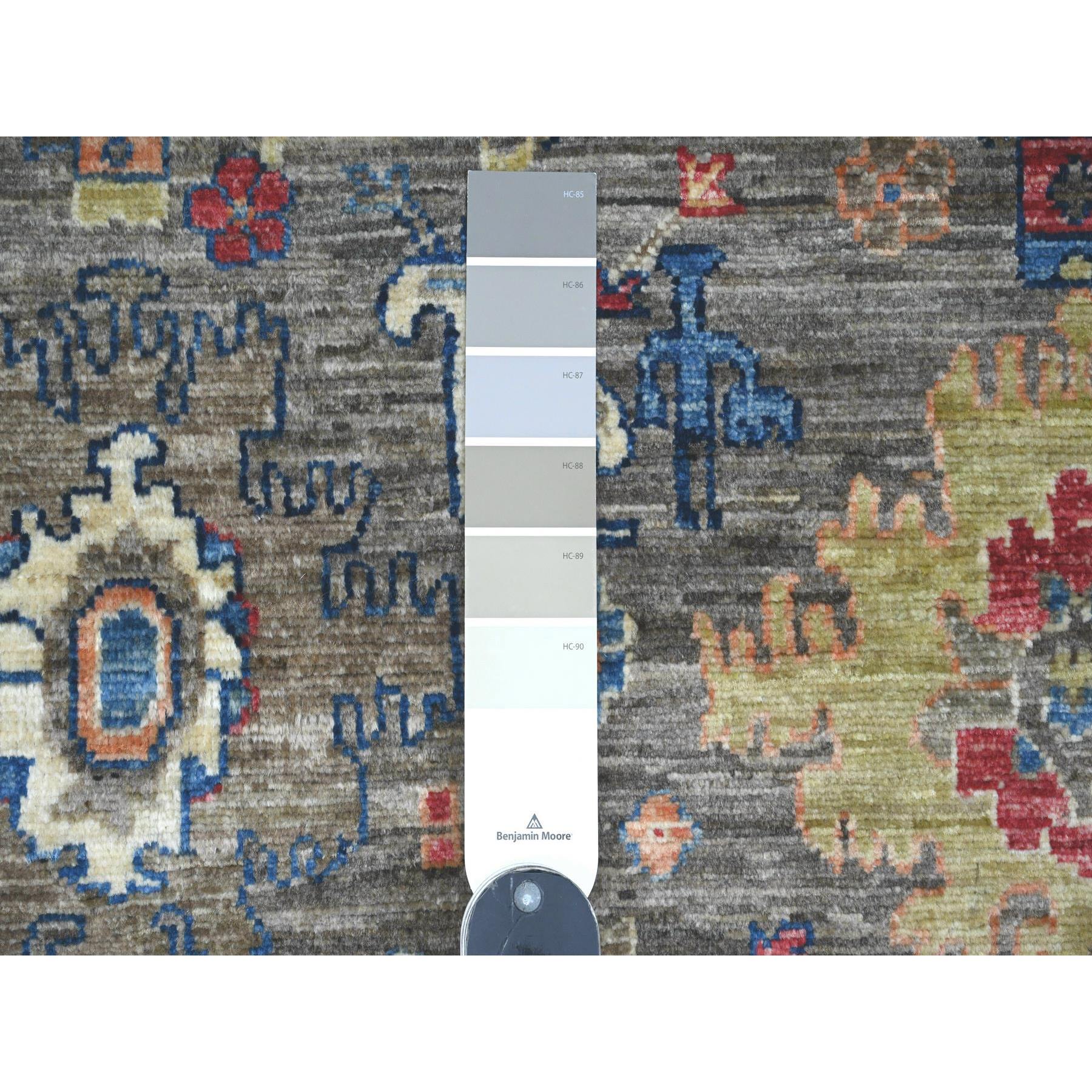 4'x6' Nickel Gray, Aryana Collection, Peshawar with Ziegler Mahal All Over Design, Hand Knotted, High Mountain Wool, Vegetable Dyes, Oriental Rug Sh20696