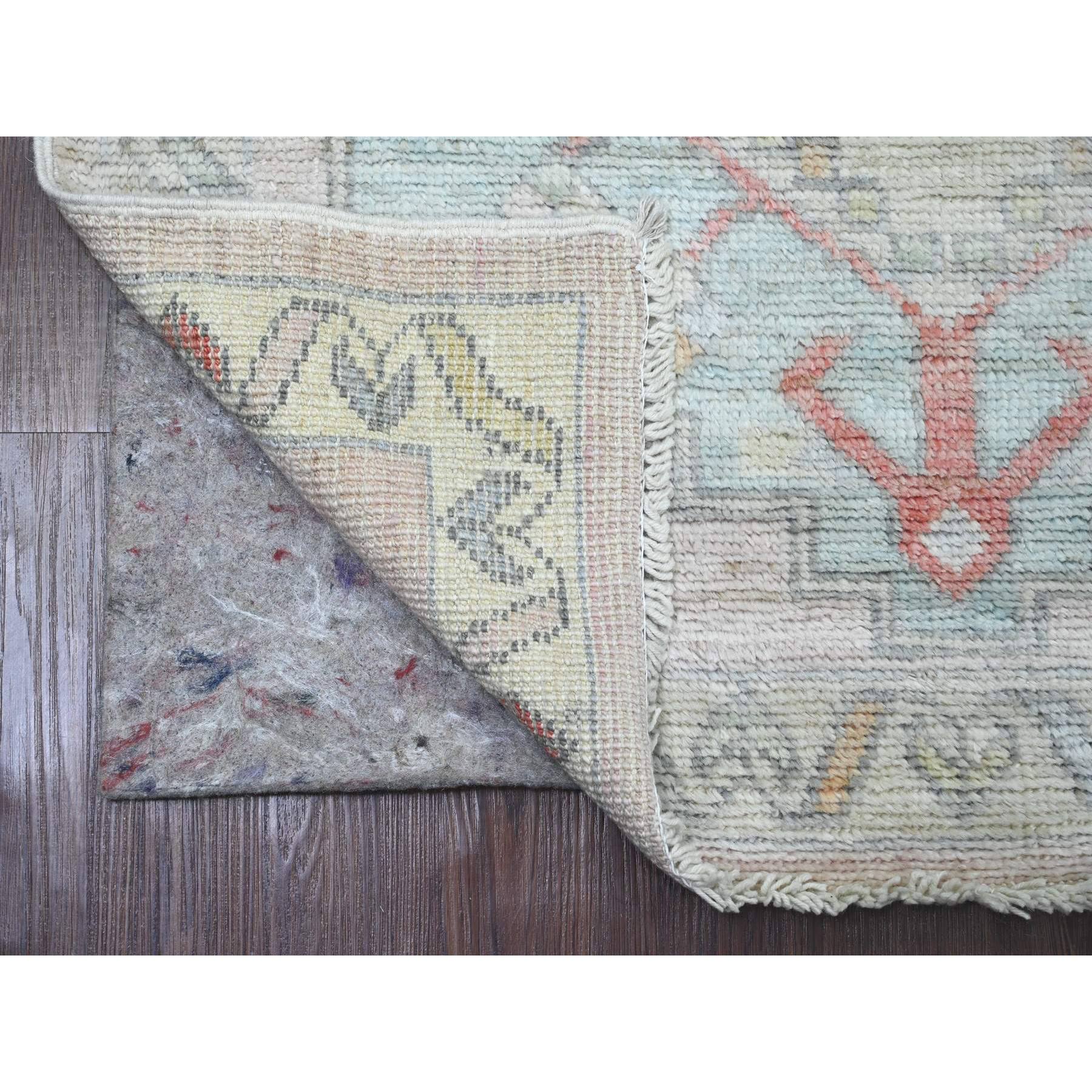 3'1"x10' Pastel Pink, Anatolian Village Inspired with Geometric Medallions Design, High Mountain Wool, Hand Knotted, Natural Dyes, Runner, Oriental Rug Sh20698