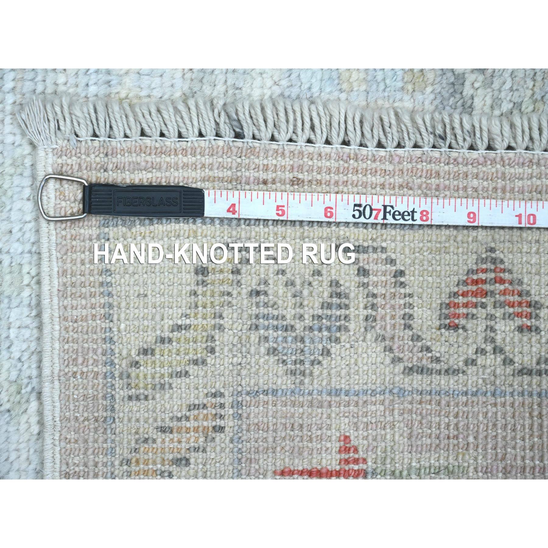 3'1"x10' Pastel Pink, Anatolian Village Inspired with Geometric Medallions Design, High Mountain Wool, Hand Knotted, Natural Dyes, Runner, Oriental Rug Sh20698