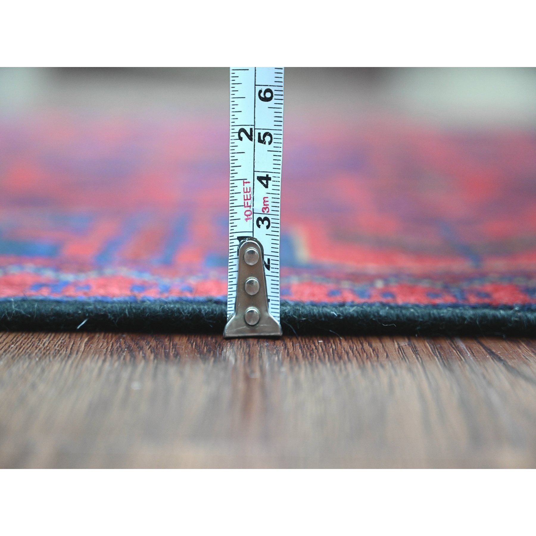 2'6"x6'1" Carmine Red, Hand Knotted, Afghan Andkhoy with Tribal Design, Soft Pile, Pure Wool, Runner, Oriental Rug Sh20712