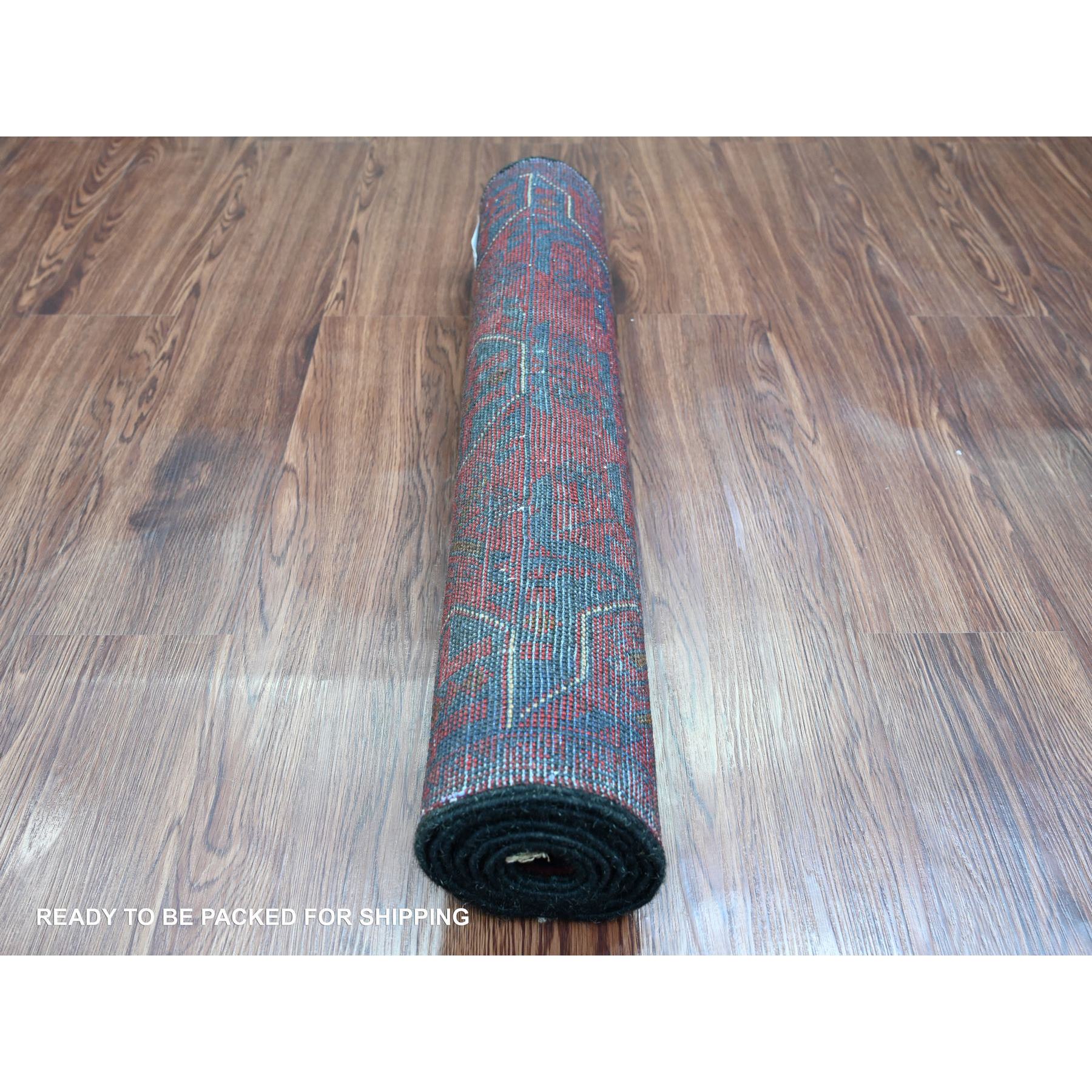 2'7"x6'3" Deep and Saturated Red, Afghan Andkhoy with All Over Geometric Design, Soft Wool, Hand Knotted, Runner, Oriental Rug Sh20714