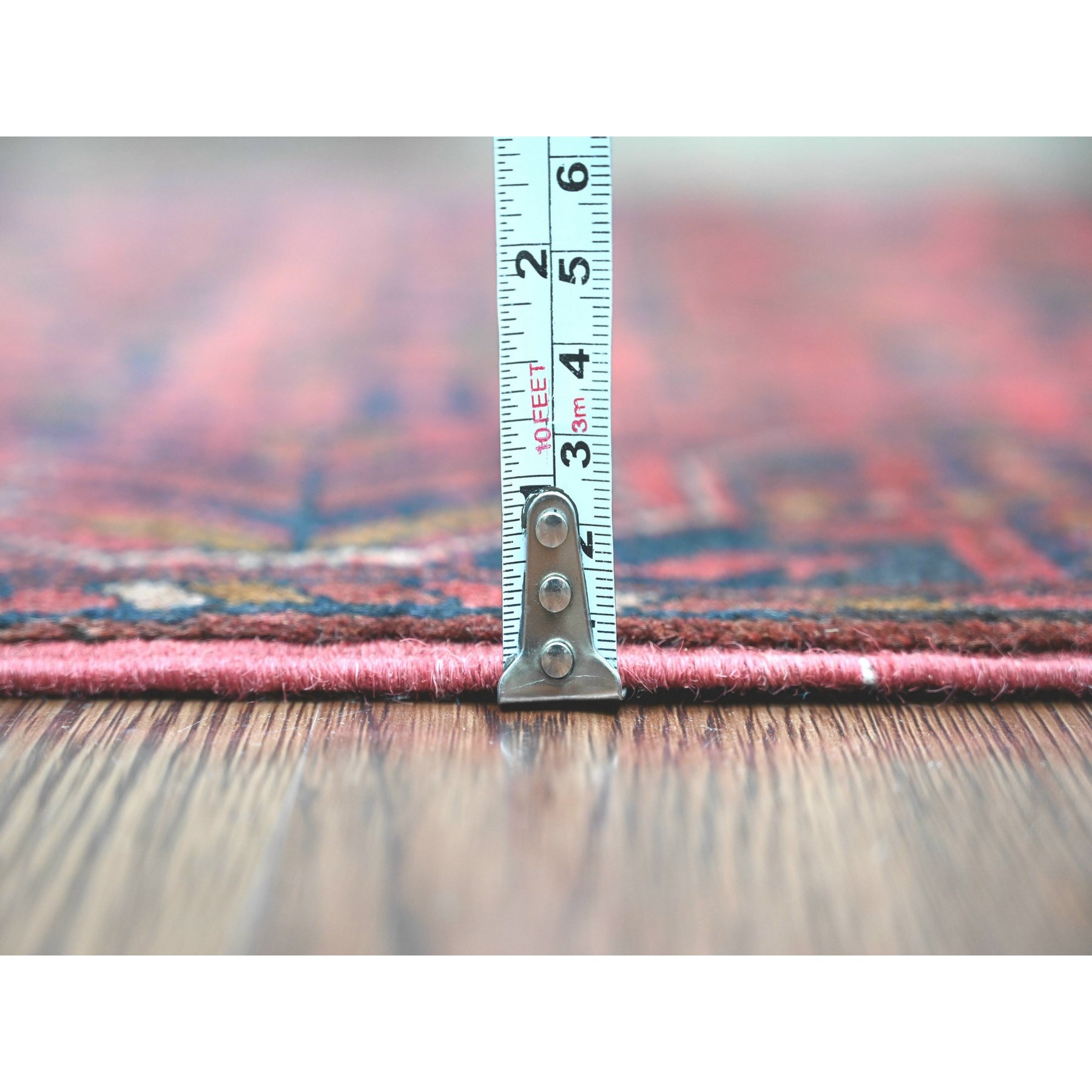 2'2"x8'2" Crimson Red, Hand Knotted, Afghan Andkhoy with Geometric Design, Veggie Dyes, Soft Wool, Runner, Oriental Rug Sh20719