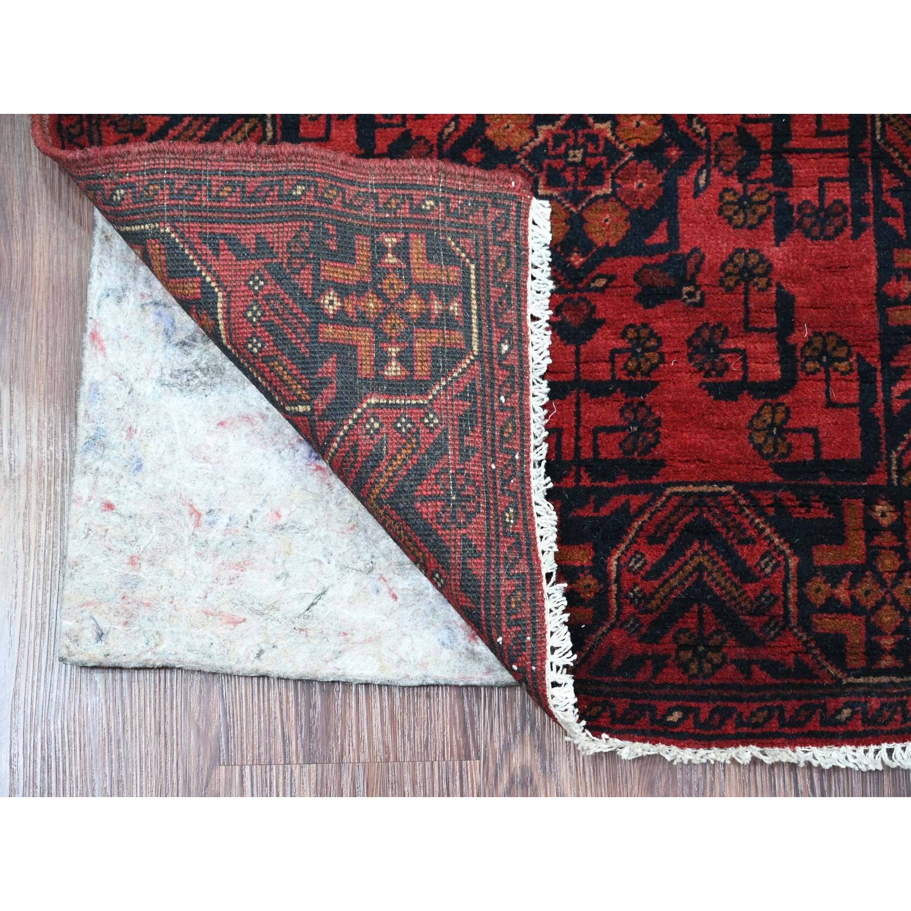 2'1"x8' Imperial Red, Afghan Andkhoy with Tribal Design, Soft Pile, Pure Wool, Hand Knotted, Runner, Oriental Rug Sh20720