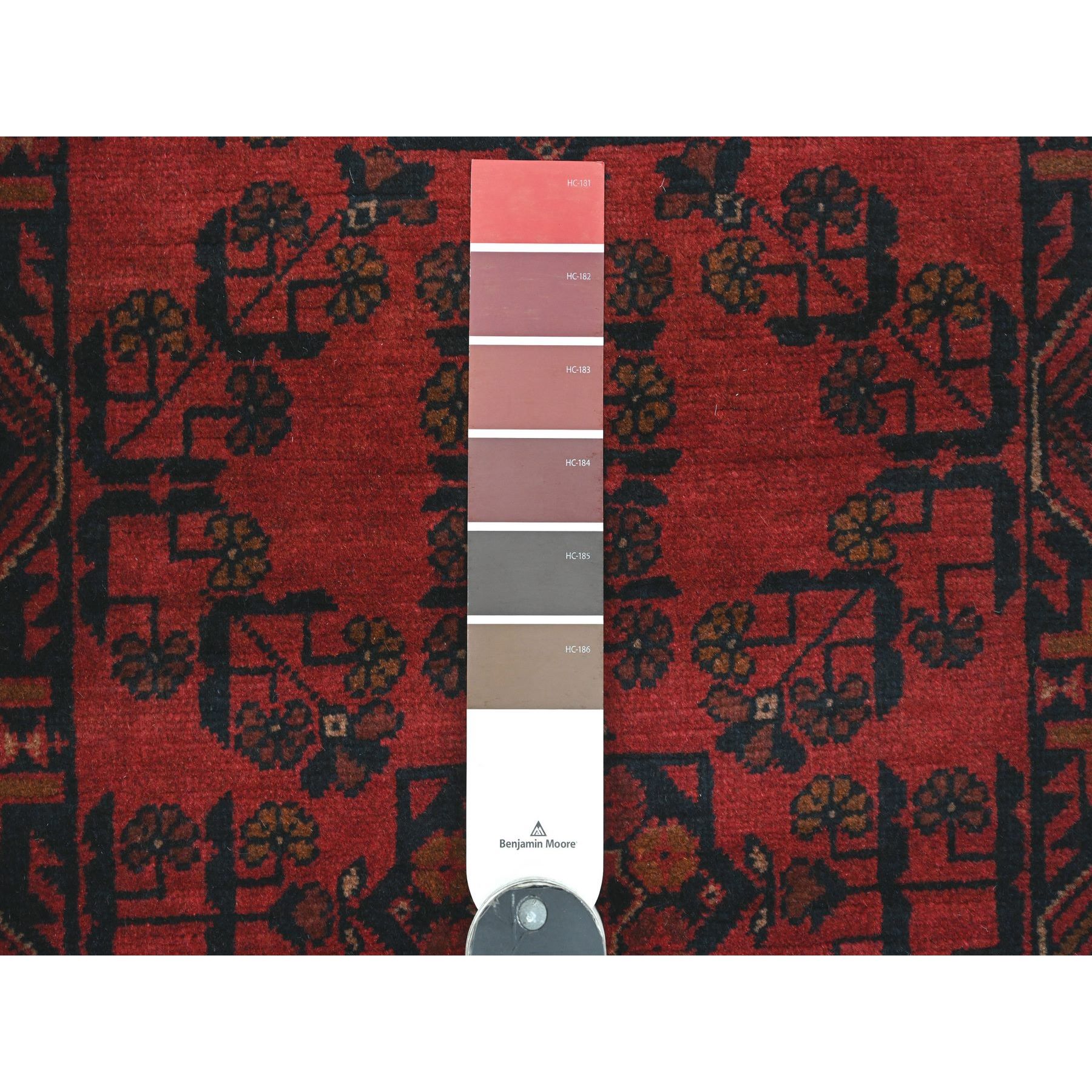2'1"x8' Imperial Red, Afghan Andkhoy with Tribal Design, Soft Pile, Pure Wool, Hand Knotted, Runner, Oriental Rug Sh20720