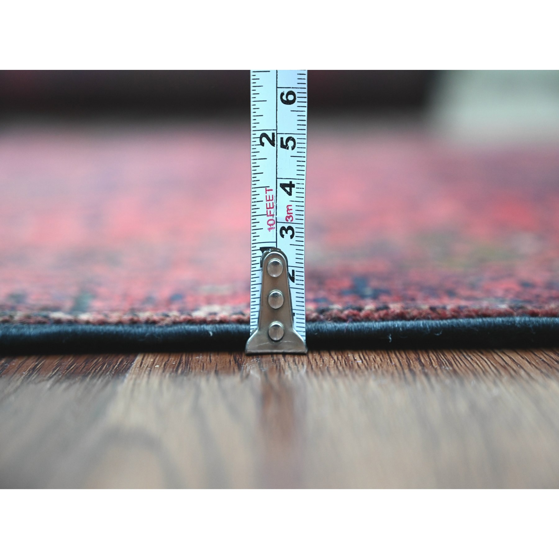 2'8"x6'2" Auburn Red, Hand Knotted, Afghan Andkhoy with Geometric Design, Soft Wool, Natural Dyes, Runner, Oriental Rug Sh20723