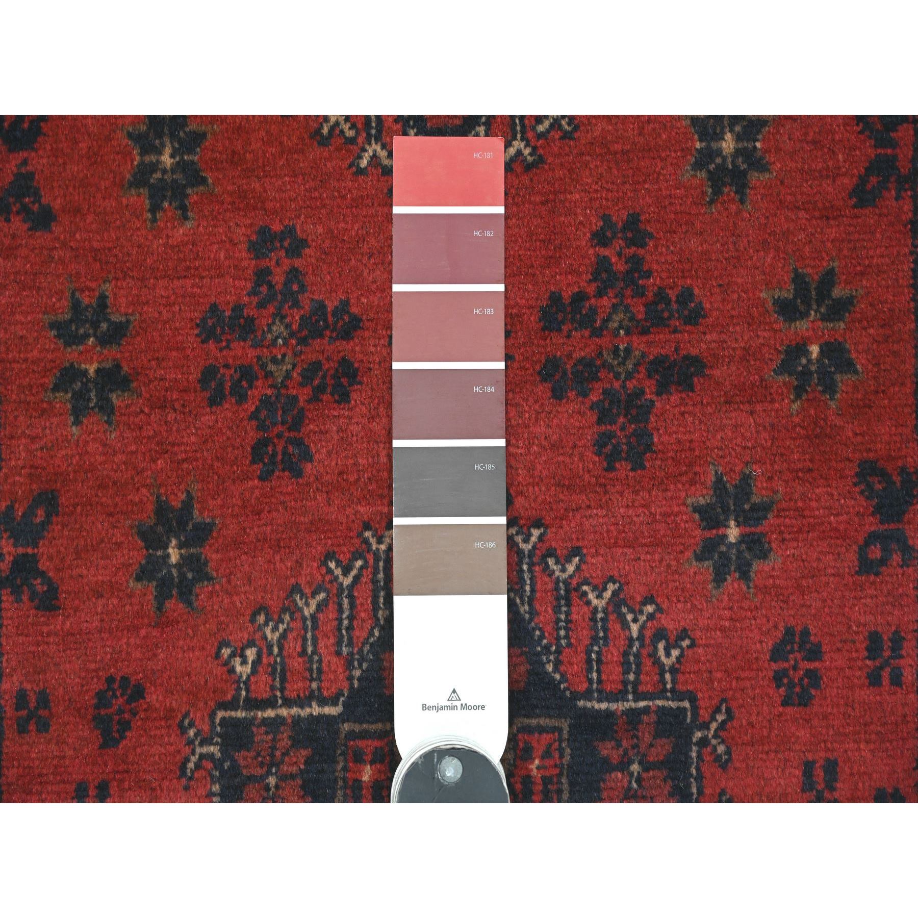 2'4"x7'9" Angels Red, Afghan Andkhoy with Large Medallion Design, Soft Pile, 100% Wool, Hand Knotted, Runner, Oriental Rug Sh20725