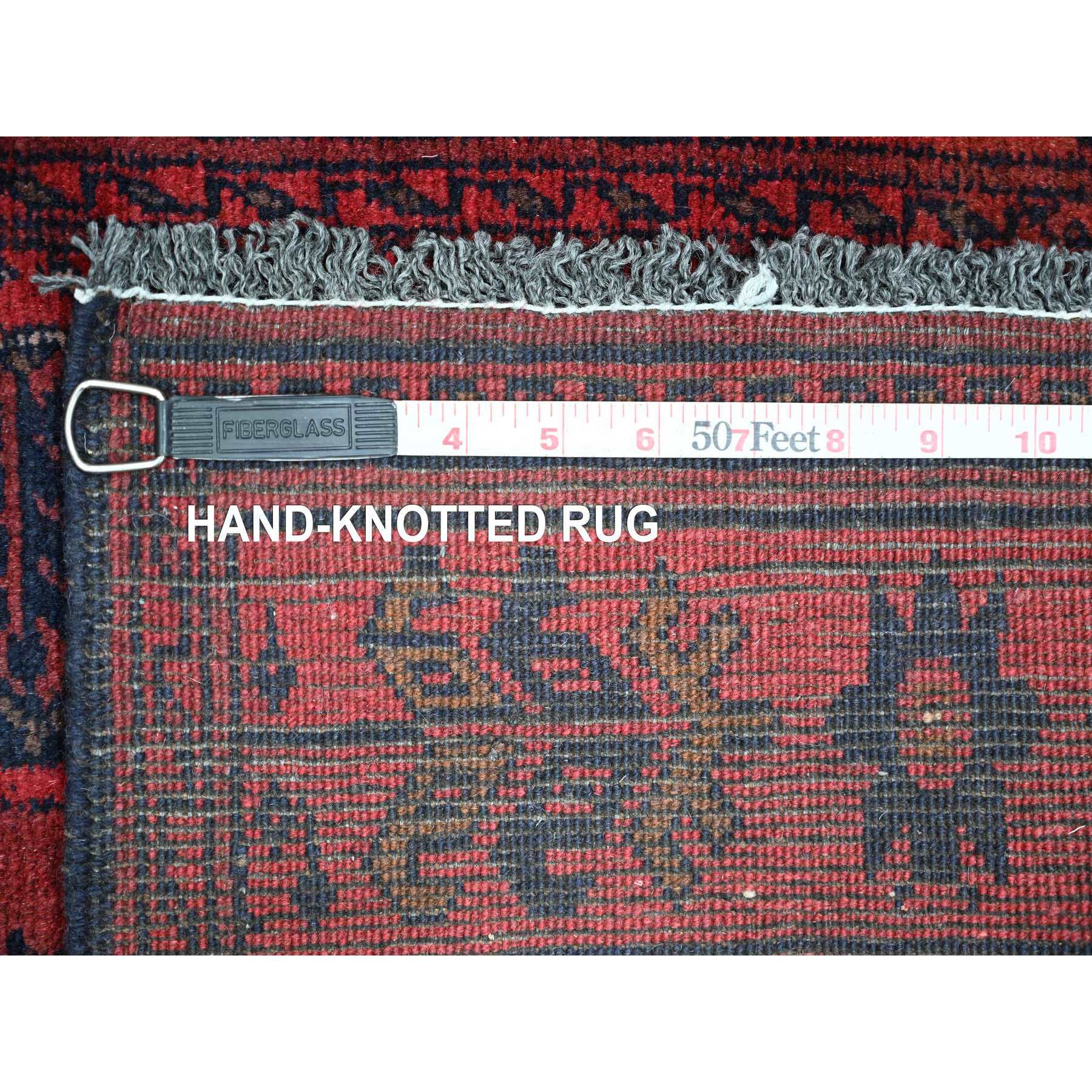 2'4"x7'9" Angels Red, Afghan Andkhoy with Large Medallion Design, Soft Pile, 100% Wool, Hand Knotted, Runner, Oriental Rug Sh20725