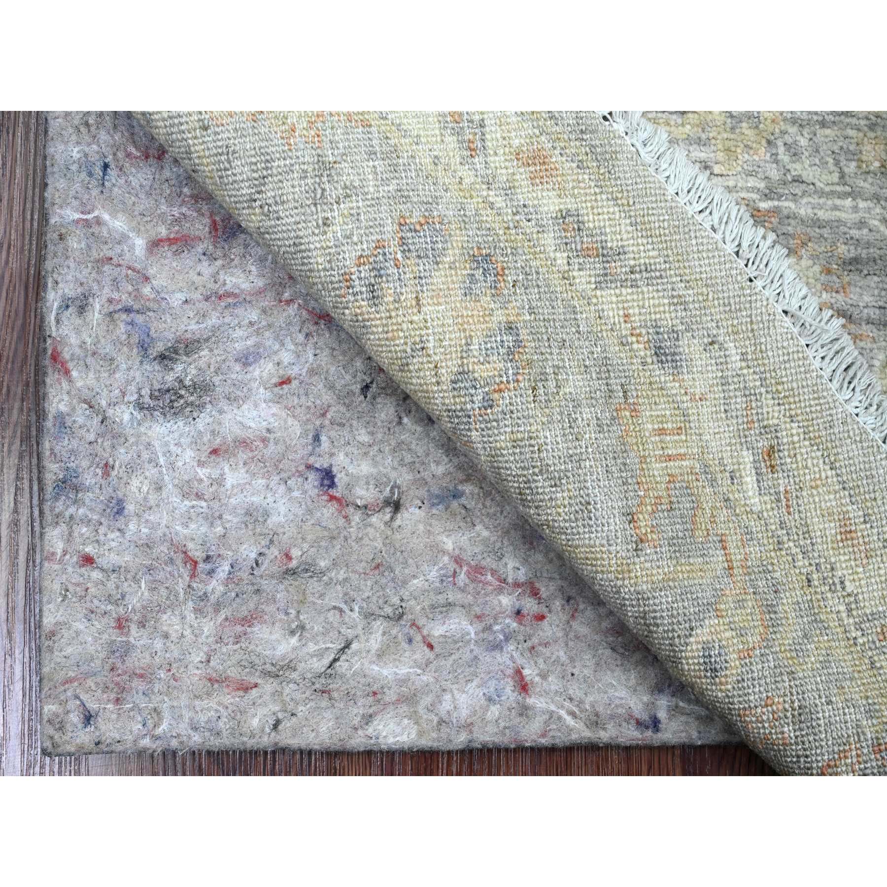 6'x6' Fossil Gray, Washed Out Peshawar with Ziegler Mahal Design, High Mountain Wool, Hand Knotted, Densely Woven, Round, Oriental Rug Shv