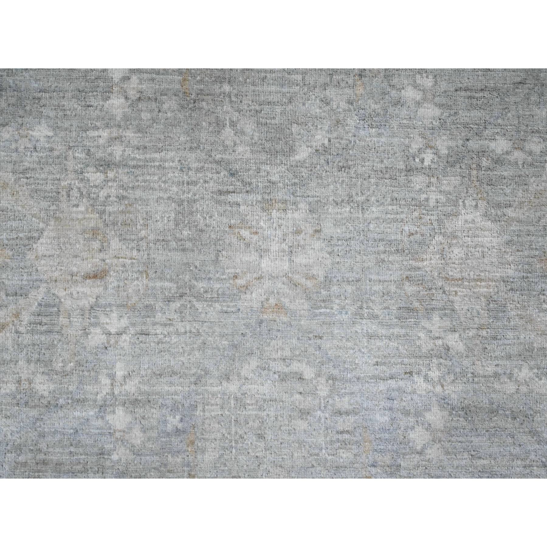 7'9"x7'9" Cloud Gray, Washed Out Peshawar with Ziegler Mahal Design, Hand Knotted, High Mountain Wool, Densely Woven, Round, Oriental Rug Sh20731