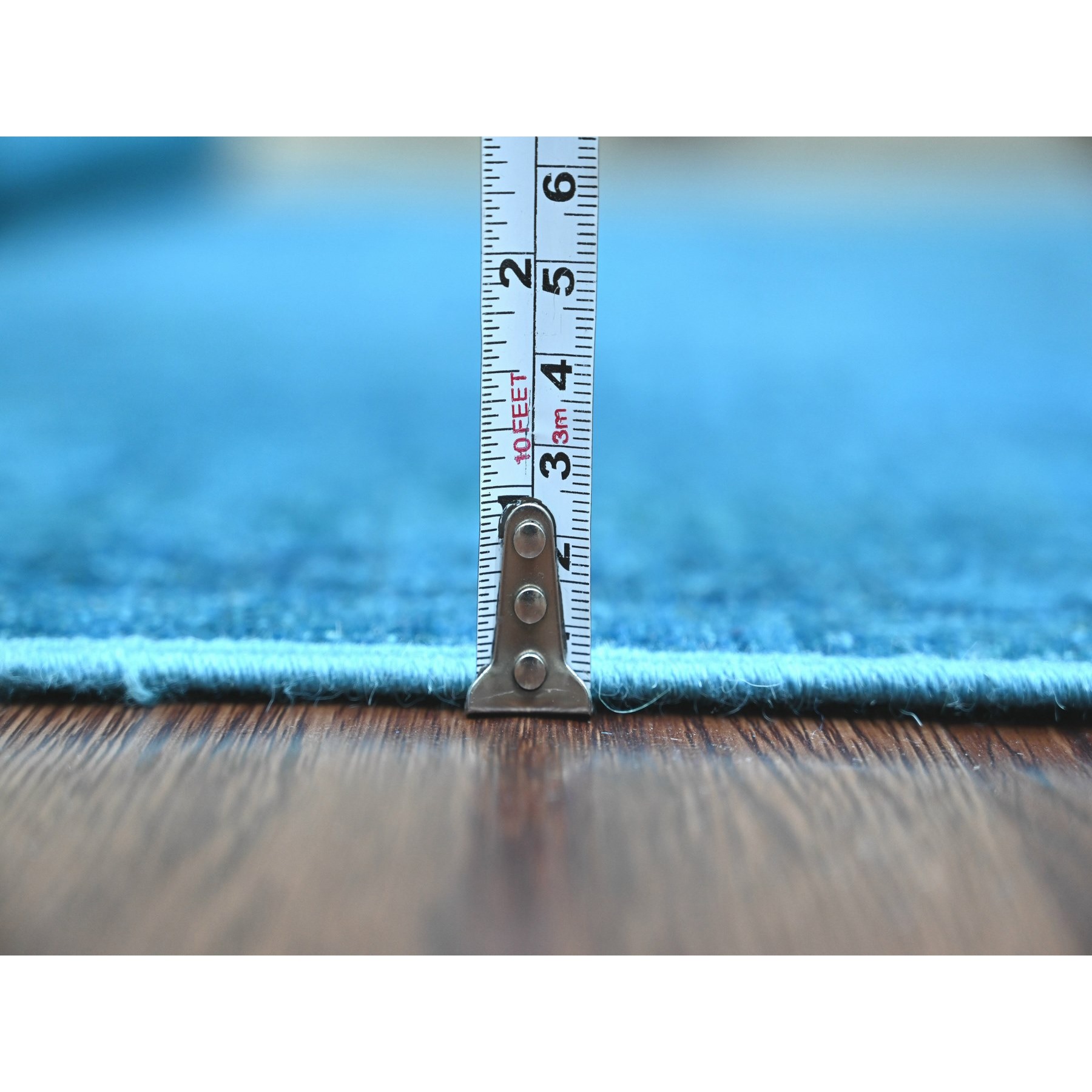 5'3"x7'7" Carolina Blue, Overdyed Peshawar with Heriz Design, Distressed, Zero Pile, Hand Knotted, 100% Wool, Oriental Rug Sh20734