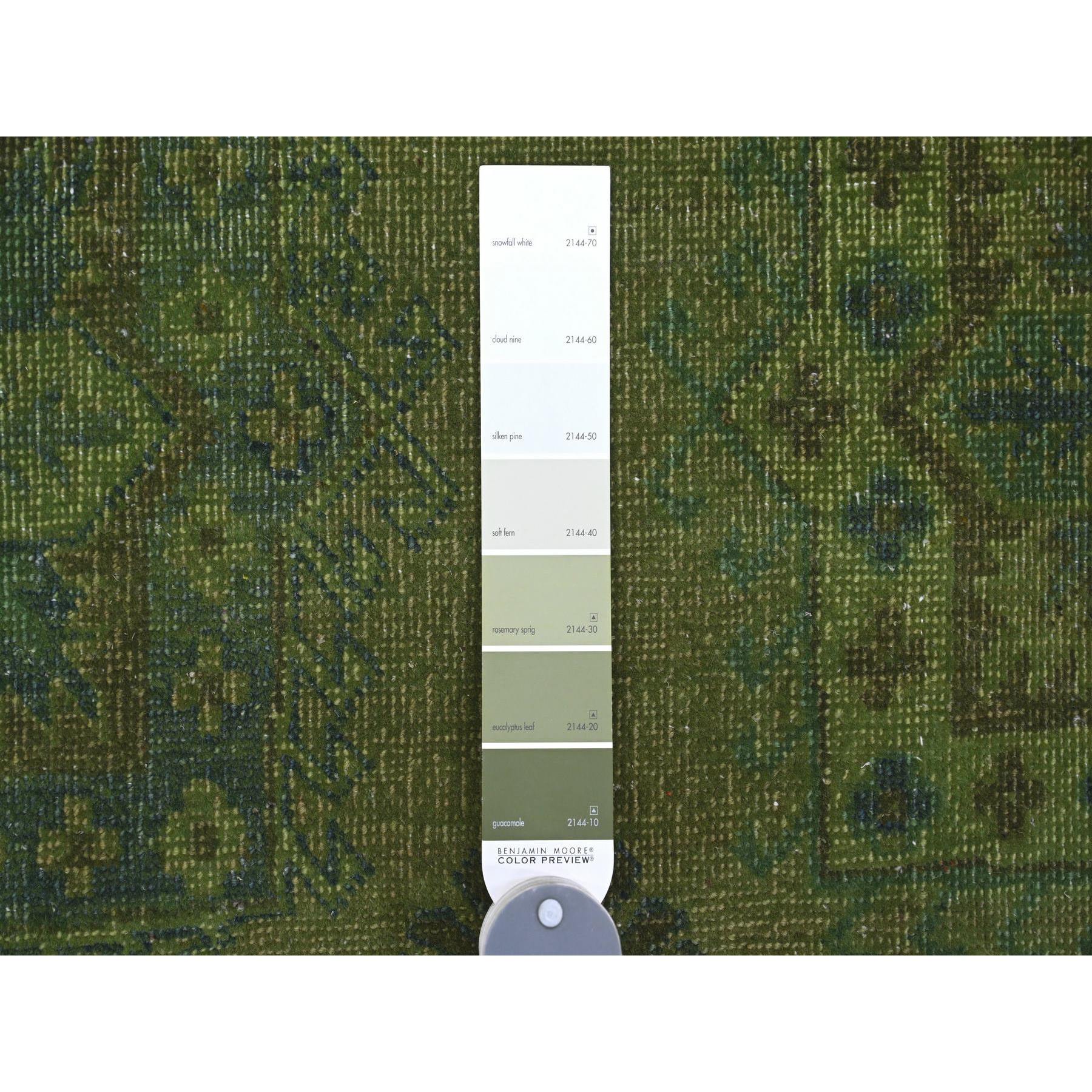 8'x9'7" Olive Green, Overdyed Kazak with Geometric Elements Pattern, Pure Wool, Hand Knotted, Oriental Rug Sh20735