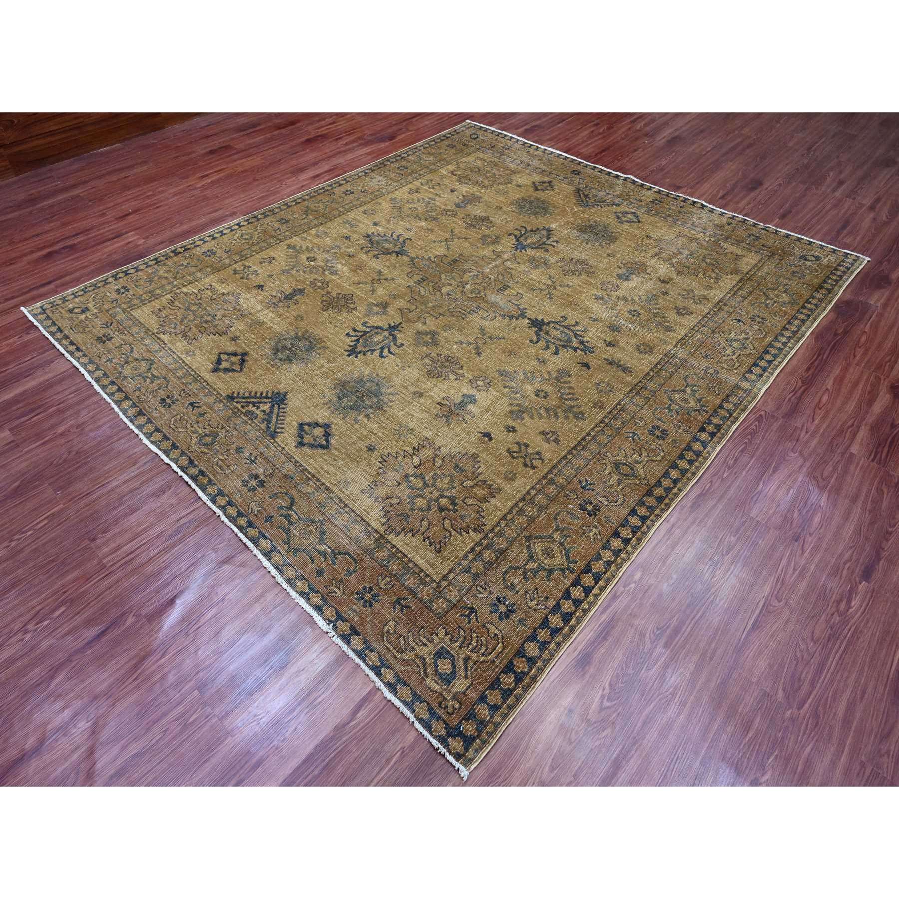 8'x9'1" Tawny Brown, Overdyed Kazak with All Over Geometric Pattern, Hand Knotted, 100% Wool, Squarish, Oriental Rug Sh20736