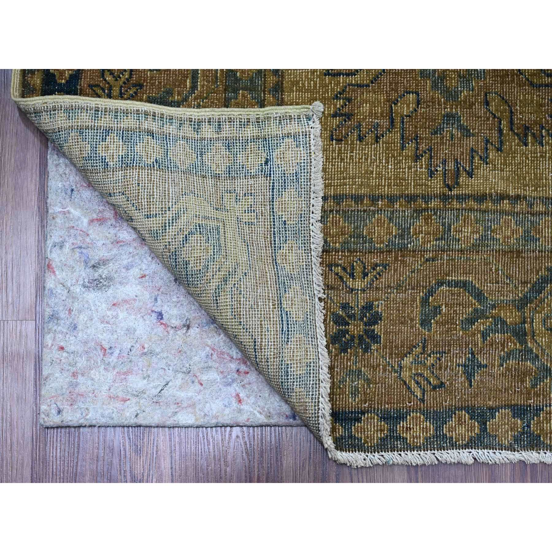8'x9'1" Tawny Brown, Overdyed Kazak with All Over Geometric Pattern, Hand Knotted, 100% Wool, Squarish, Oriental Rug Sh20736