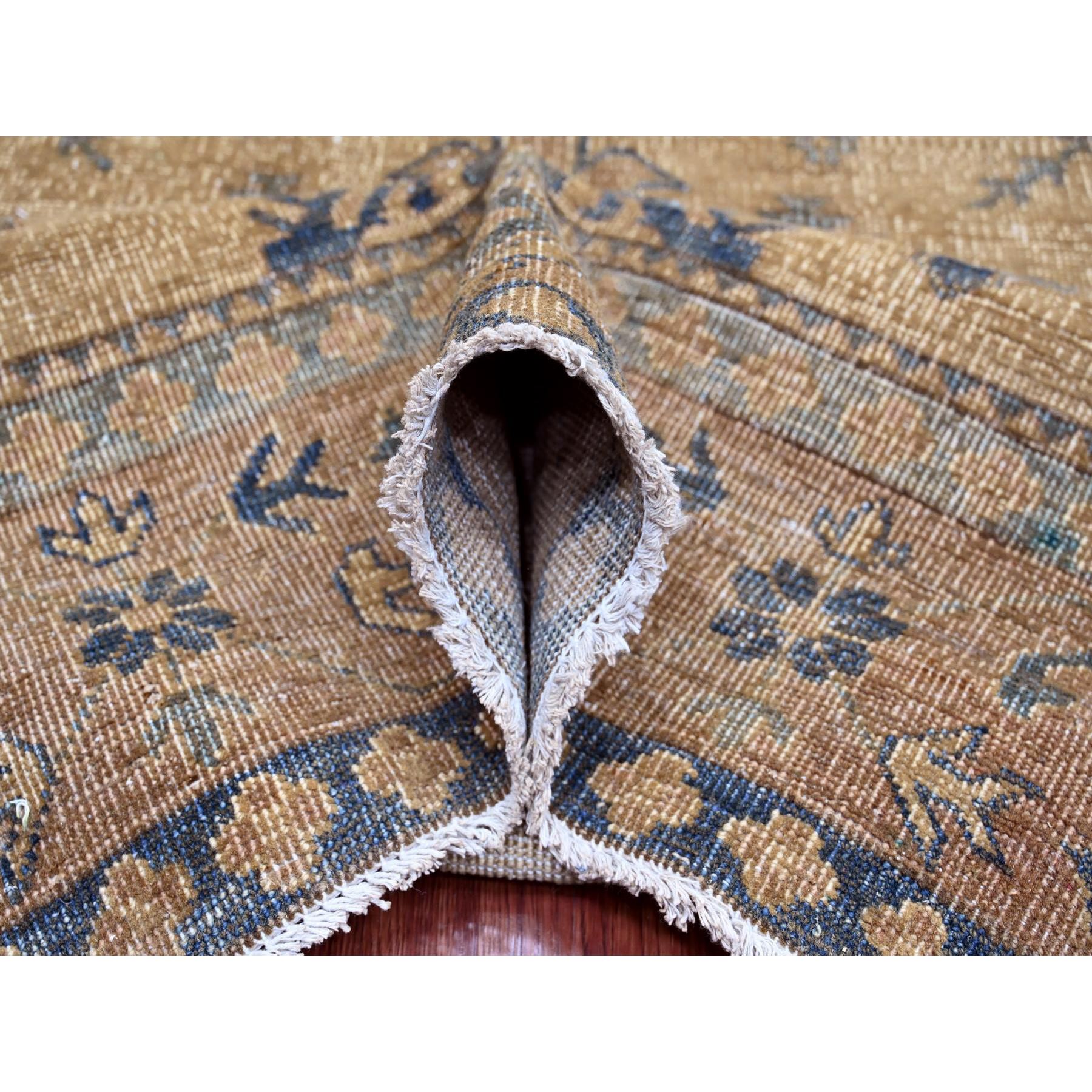 8'x9'1" Tawny Brown, Overdyed Kazak with All Over Geometric Pattern, Hand Knotted, 100% Wool, Squarish, Oriental Rug Sh20736