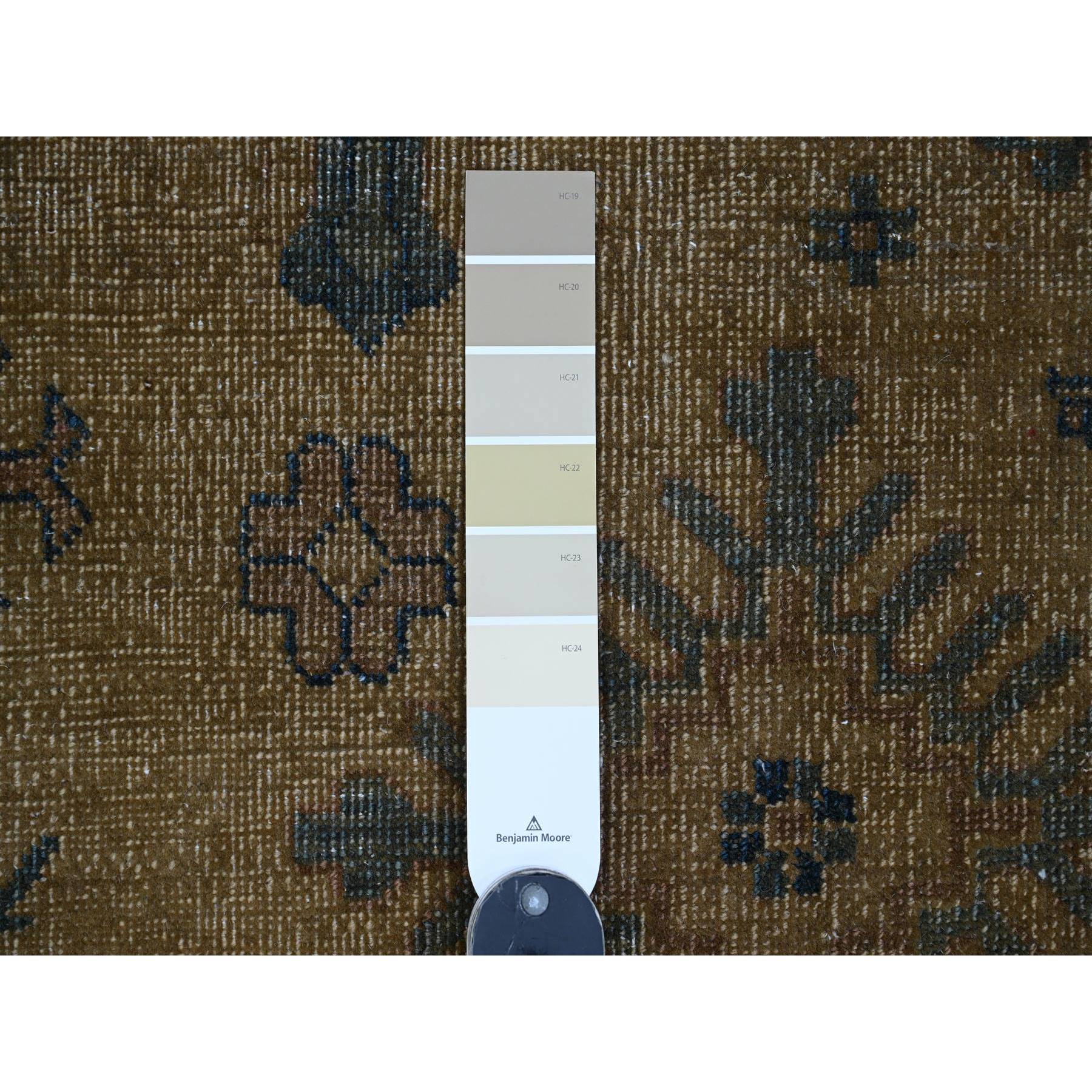 8'x9'1" Tawny Brown, Overdyed Kazak with All Over Geometric Pattern, Hand Knotted, 100% Wool, Squarish, Oriental Rug Sh20736