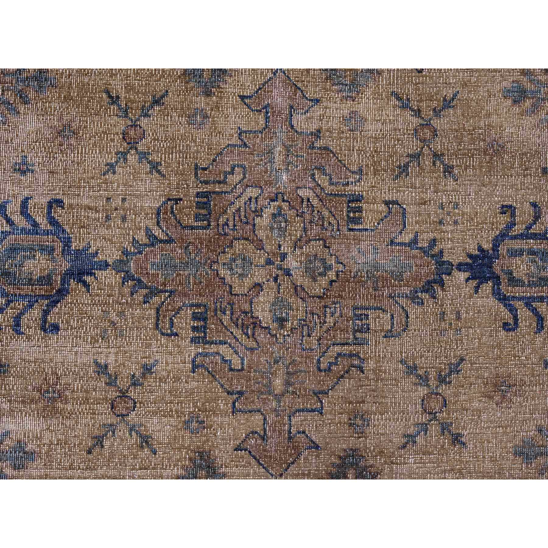 8'x9'1" Tawny Brown, Overdyed Kazak with All Over Geometric Pattern, Hand Knotted, 100% Wool, Squarish, Oriental Rug Sh20736