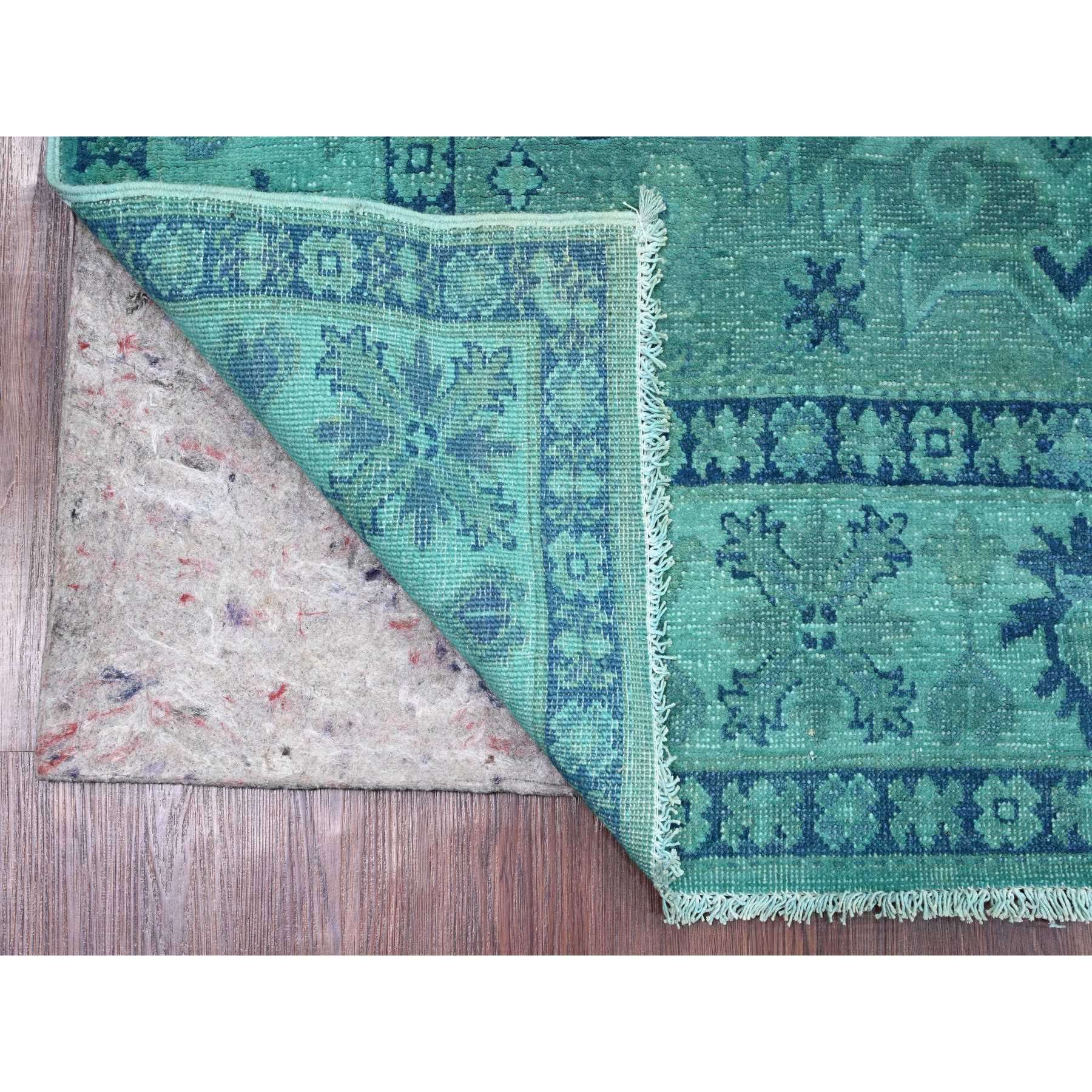 4'8"x6'6" Cerulean Blue, Overdyed Kazak with Tribal Medallions Design, 100% Wool, Hand Knotted, Oriental Rug Sh20737
