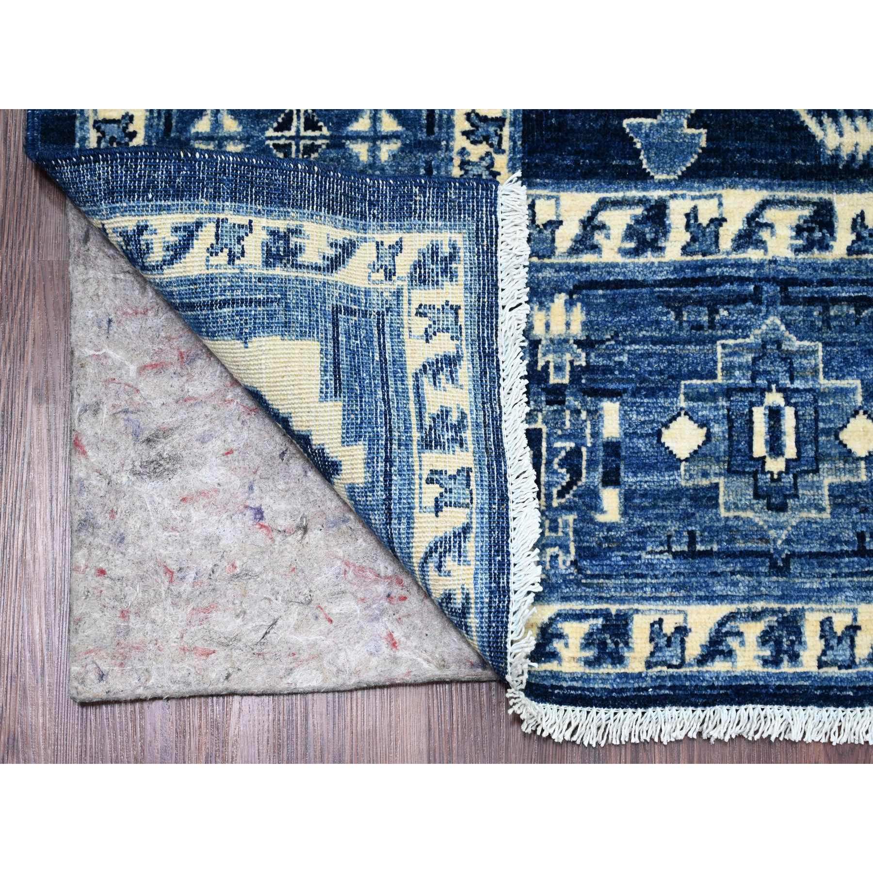 8'2"x9'9" Denim Blue, Serapi Heriz Design, Peshawar, High Mountain Wool, Hand Knotted, Densely Woven, Oriental Rug Sh20739
