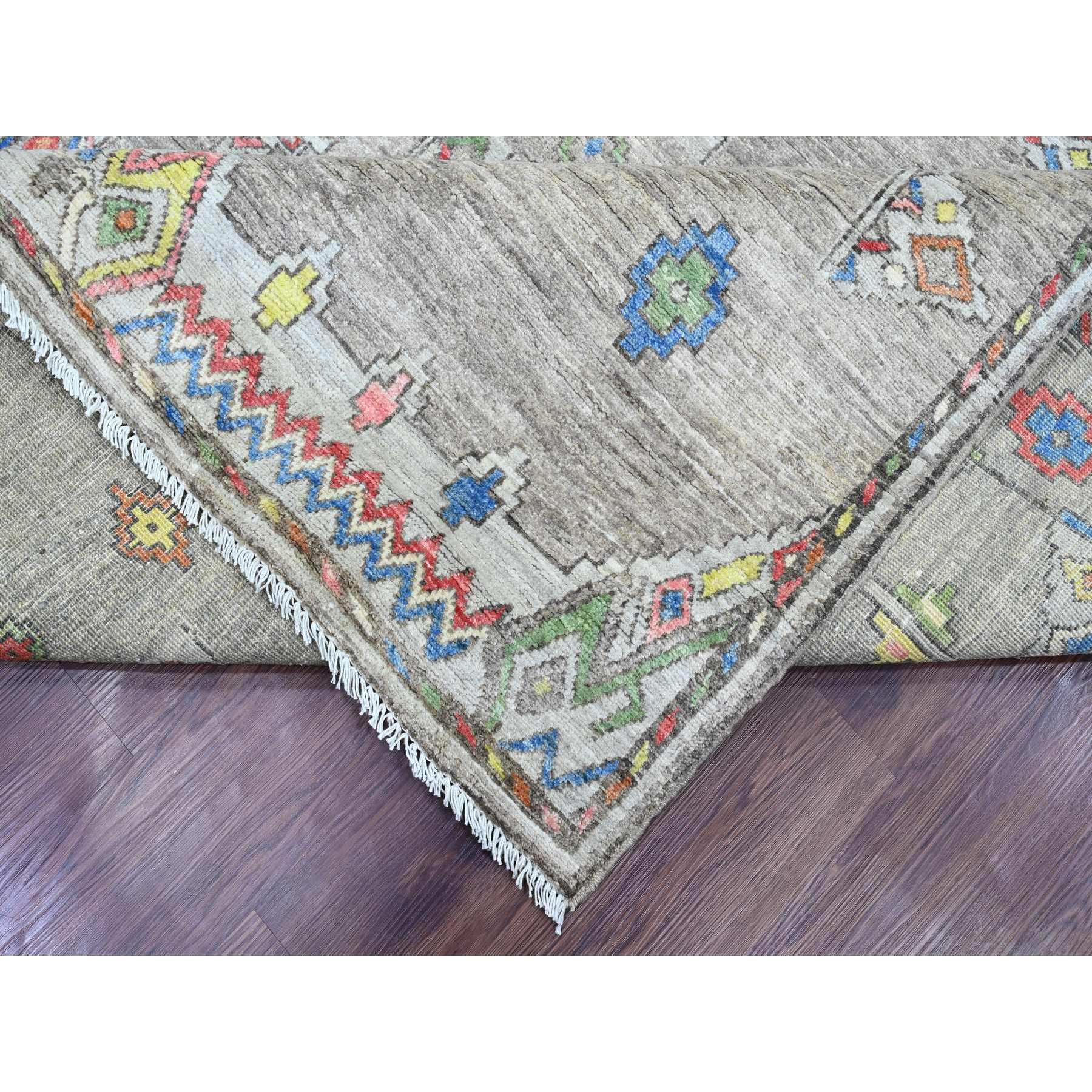 9'1"x11'5" Spanish Gray, Moroccan Berber Influence with Geometric Pattern, High Mountain Wool, Denser Weave, Hand Knotted, Oriental Rug Sh20740