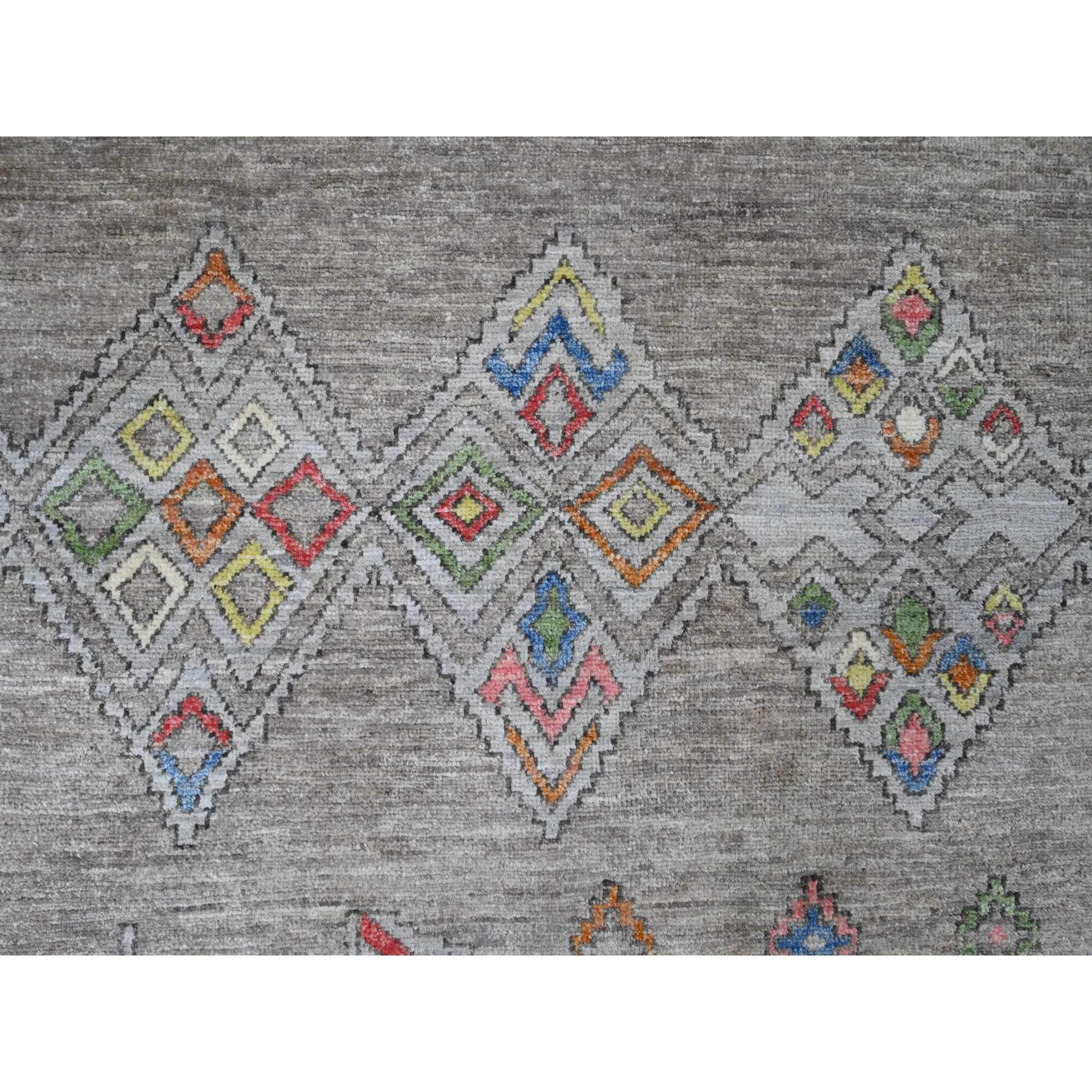 9'1"x11'5" Spanish Gray, Moroccan Berber Influence with Geometric Pattern, High Mountain Wool, Denser Weave, Hand Knotted, Oriental Rug Sh20740