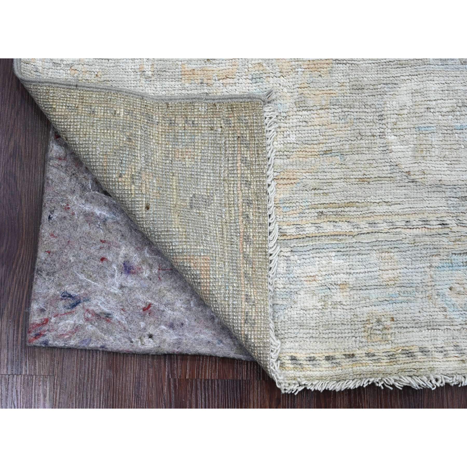 4'x6' Spanish Gray, Afghan Angora Oushak with Leaf Pattern, Natural Dyes, Hand Knotted, 100% Wool, Oriental Rug Sh20753
