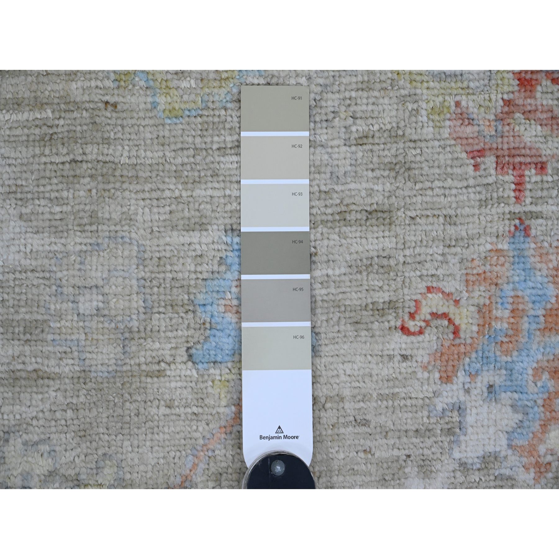 4'3"x6'2" Laurel Green, Pure Wool, Afghan Angora Oushak with Soft Color Leaf Pattern, Hand Knotted, Vegetable Dyes, Oriental Rug Sh20756