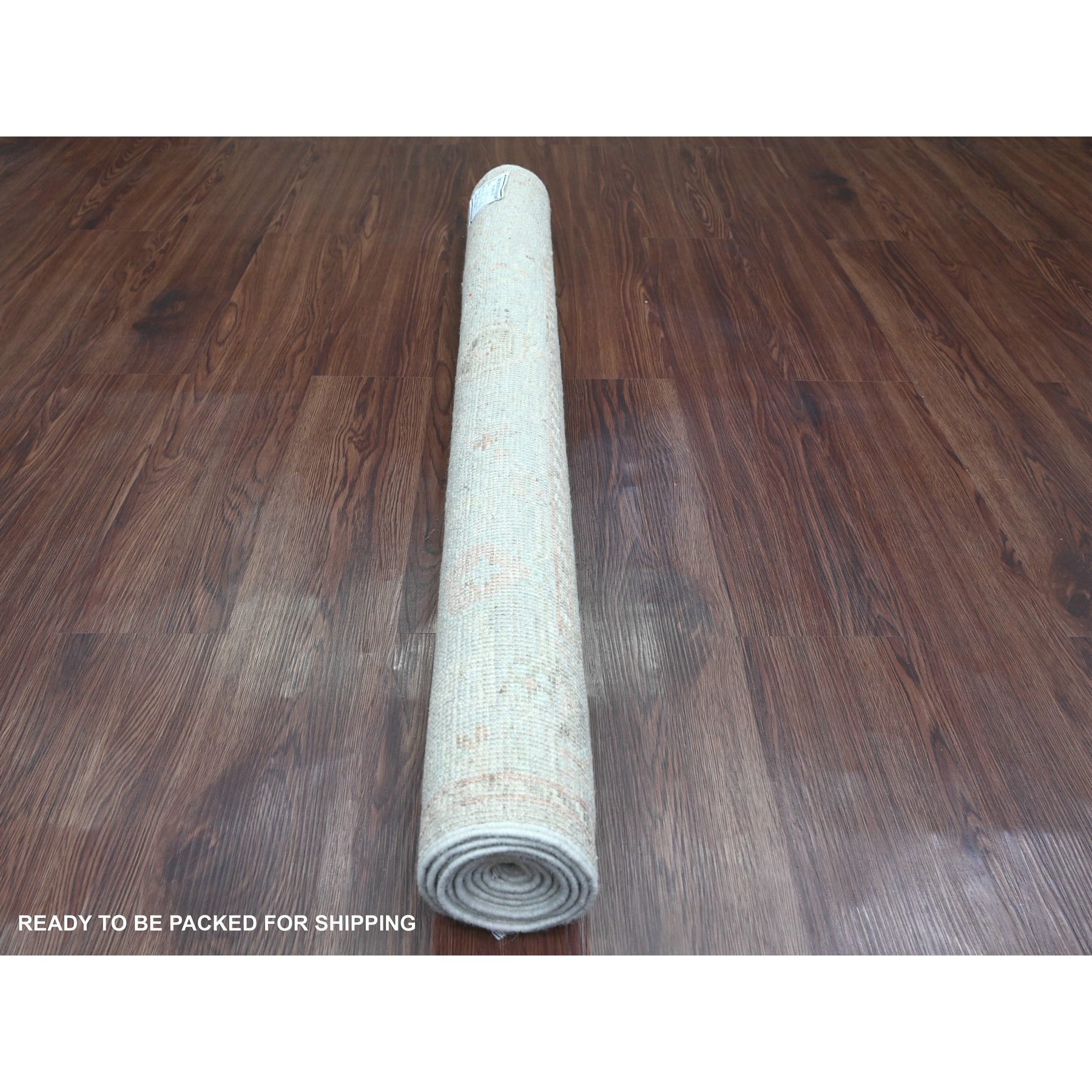 4'x6' Cloud Gray, 100% Wool, Afghan Angora Oushak with Muted Colors Leaf Pattern, Hand Knotted, Veggie Dyes, Oriental Rug Sh20762