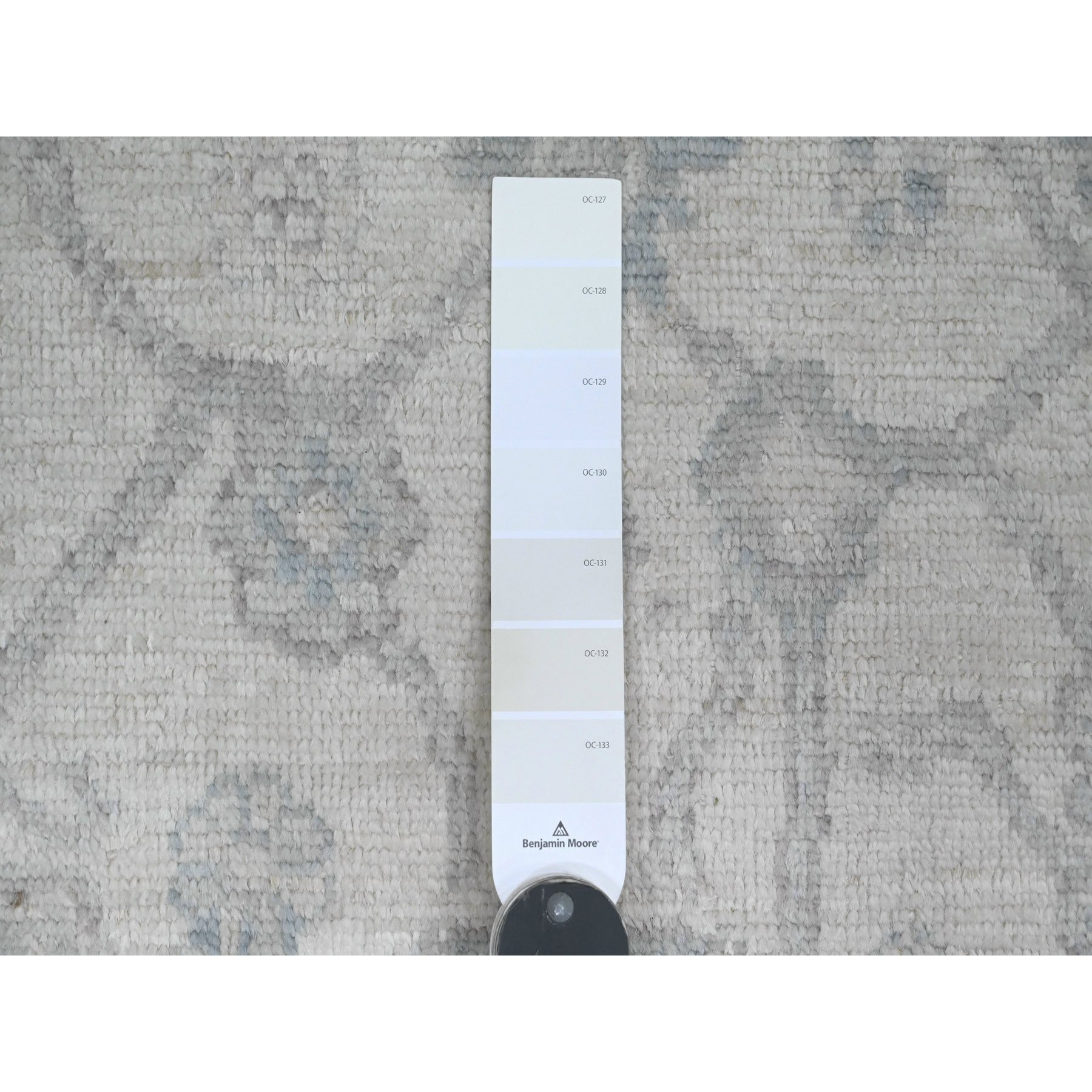 4'x12'2" Pearl White, Afghan Angora Oushak with All Over Vines Design, Hand Knotted, Vegetable Dyes, 100% Wool, Wide Runner, Oriental Rug Sh20764